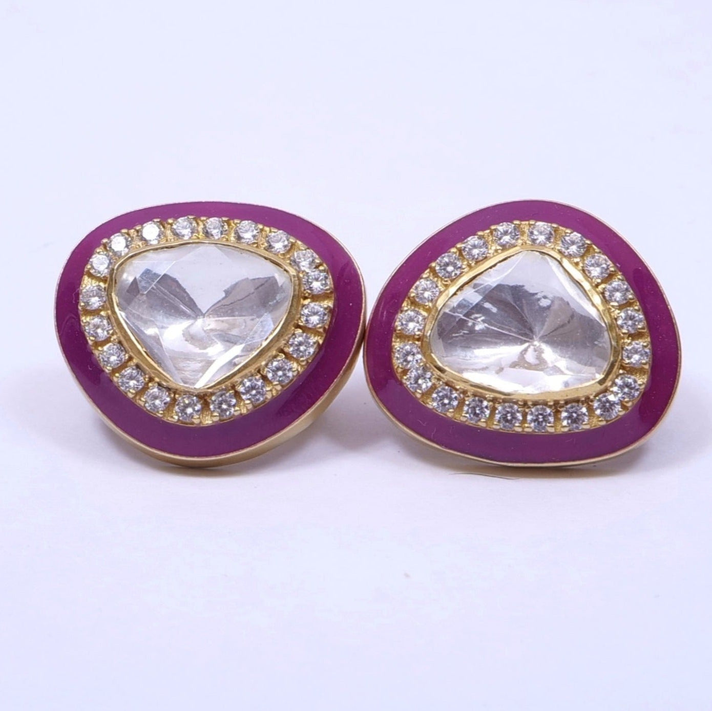 Red Polki studs Earring