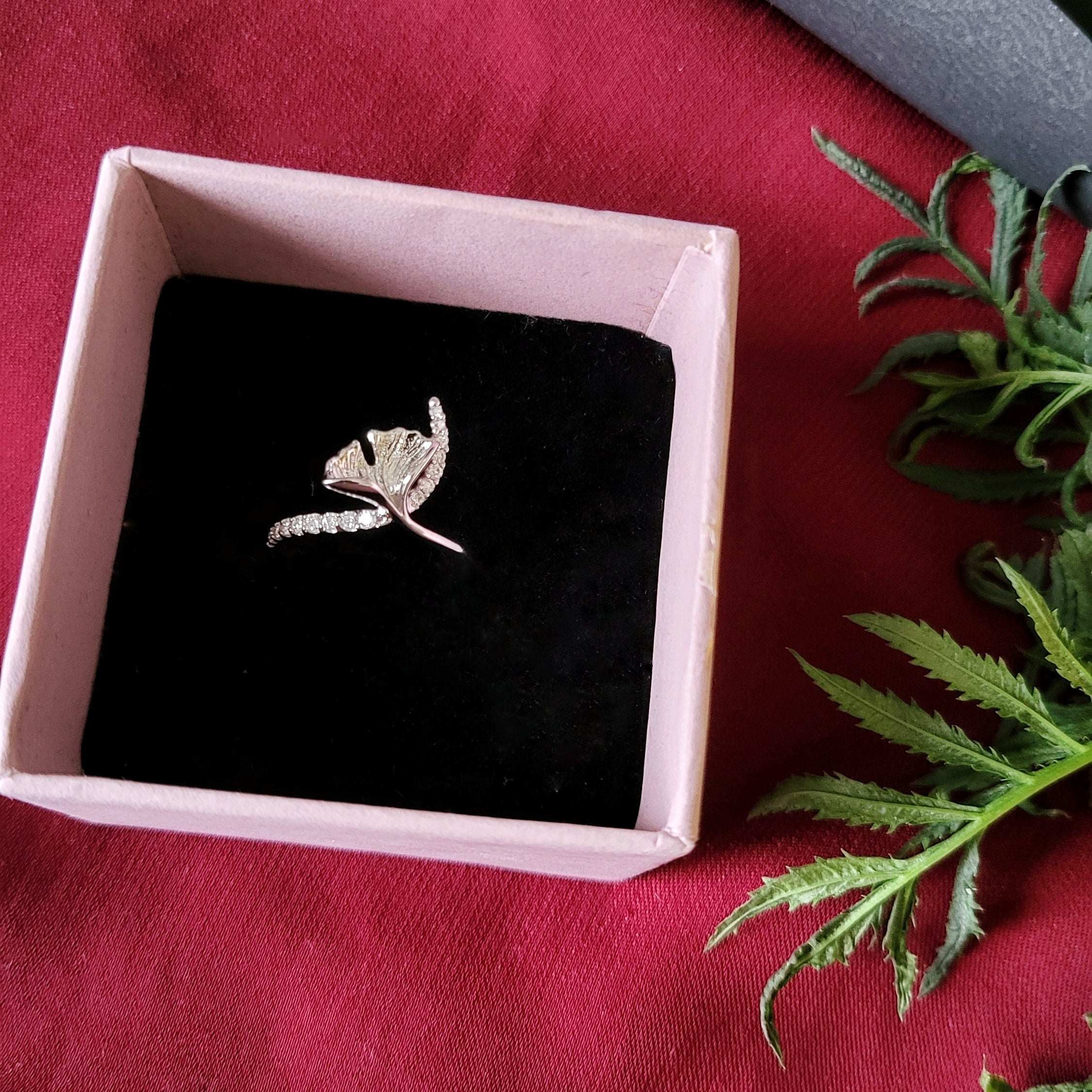 Lotus design Moissanite Sterling SIlver Ring