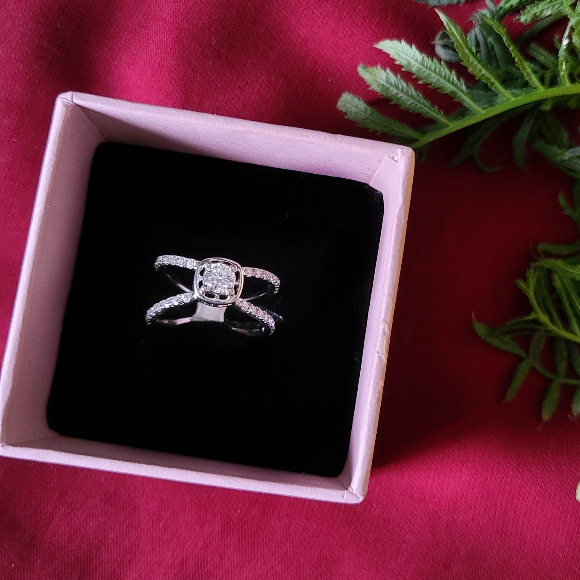 Halo split shank Moissanite Ring in Sterling Silver