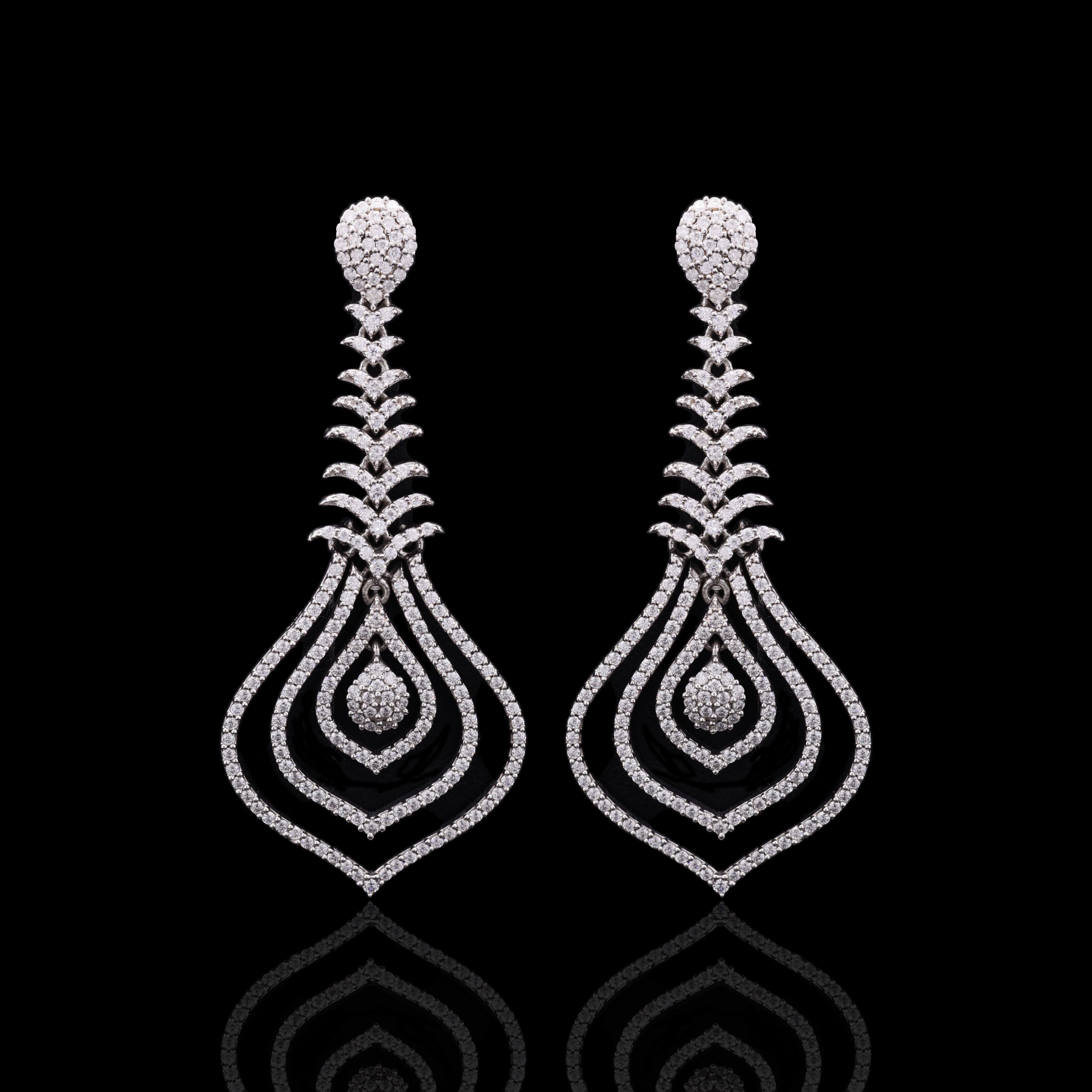 Luxury Moissanite Dangler Long Earring in Sterling Silver