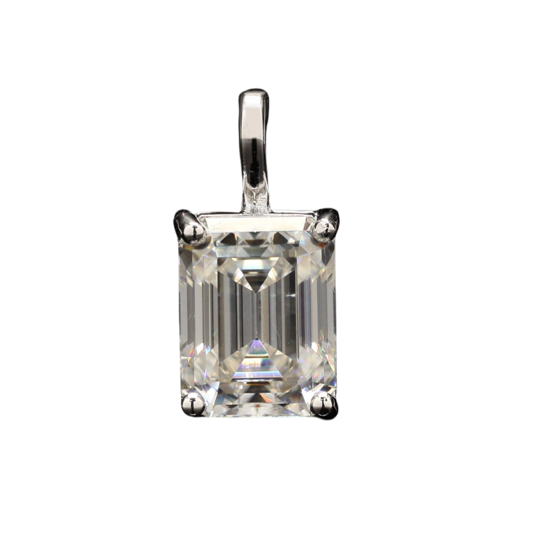 Hot And Bold Emerald cut Moissanite Pendant in Silver