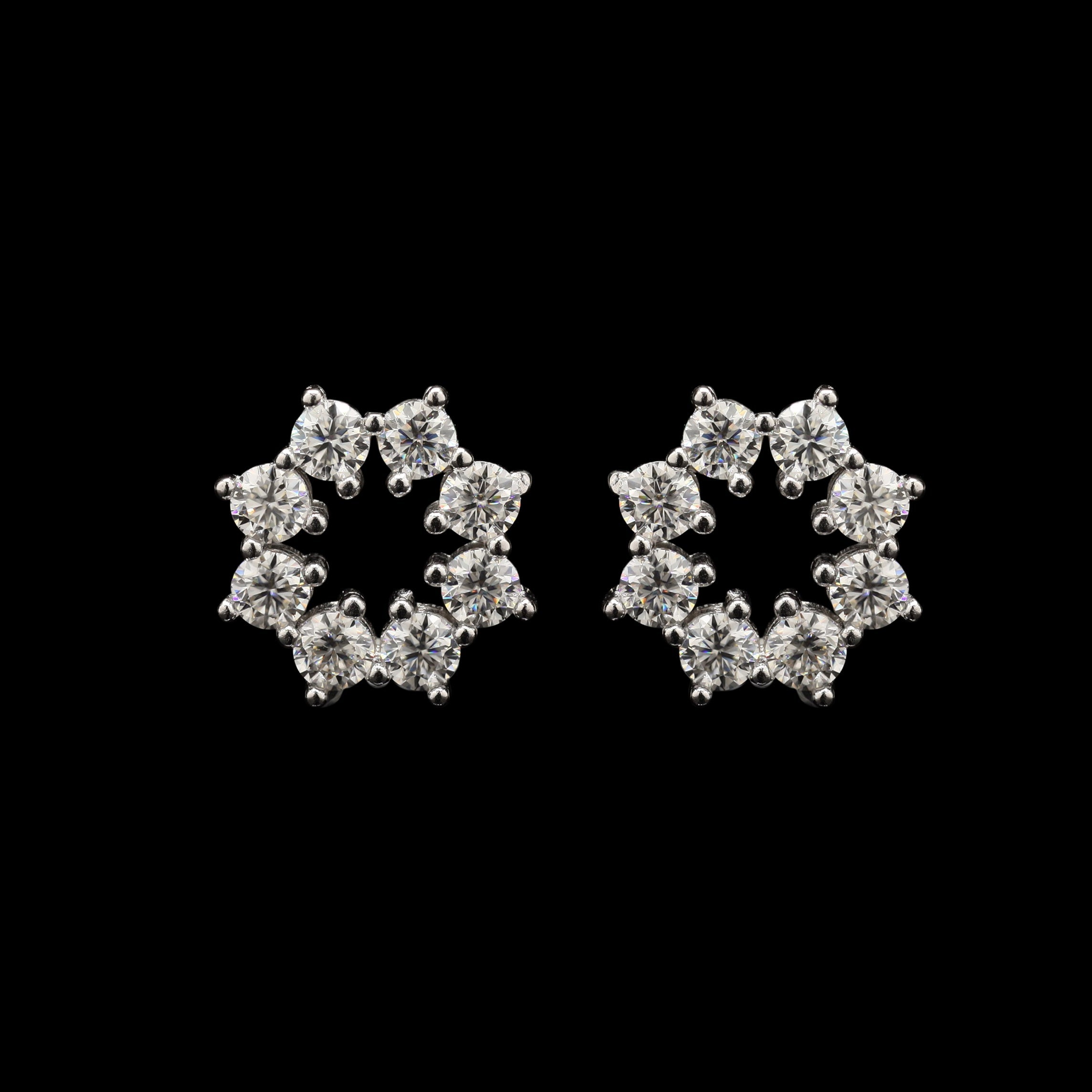 Star shape Moissanite Studs in 925 Sterling Silver