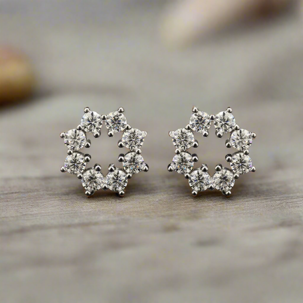 Star shape Moissanite Studs in 925 Sterling Silver