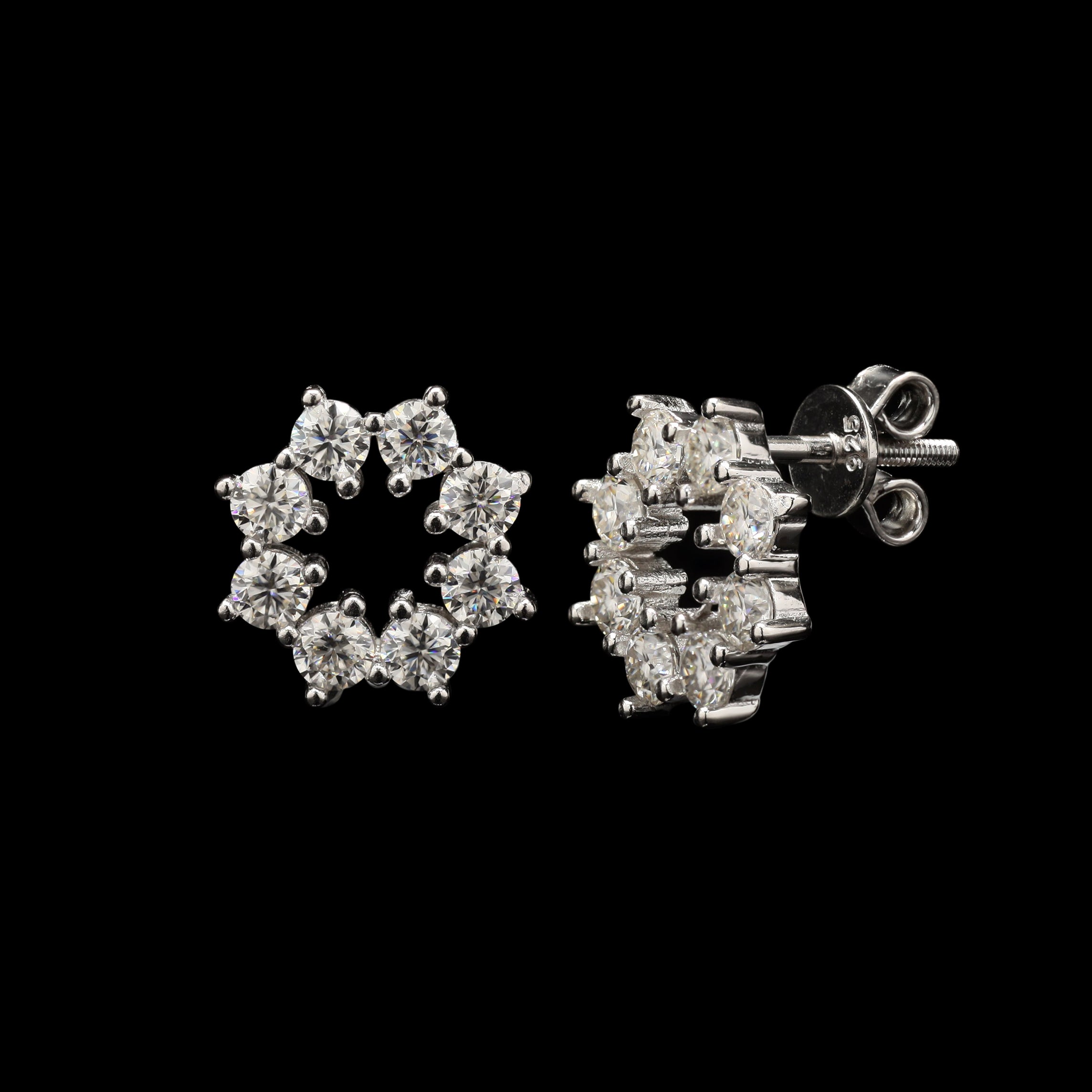 Star shape Moissanite Studs in 925 Sterling Silver