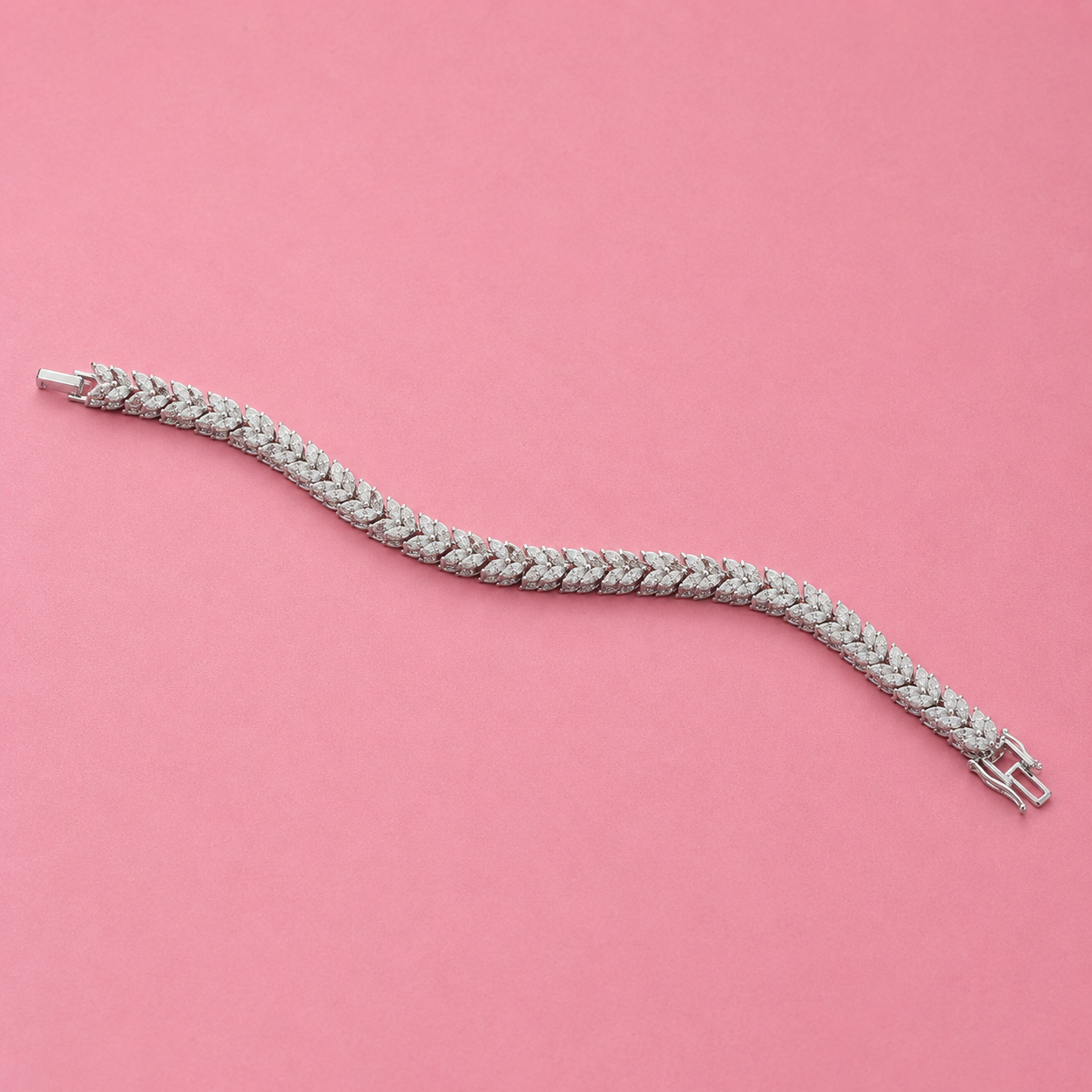 Evora Vine Moissanite Tennis Bracelet in 925 Sterling Silver, Marquise Cut