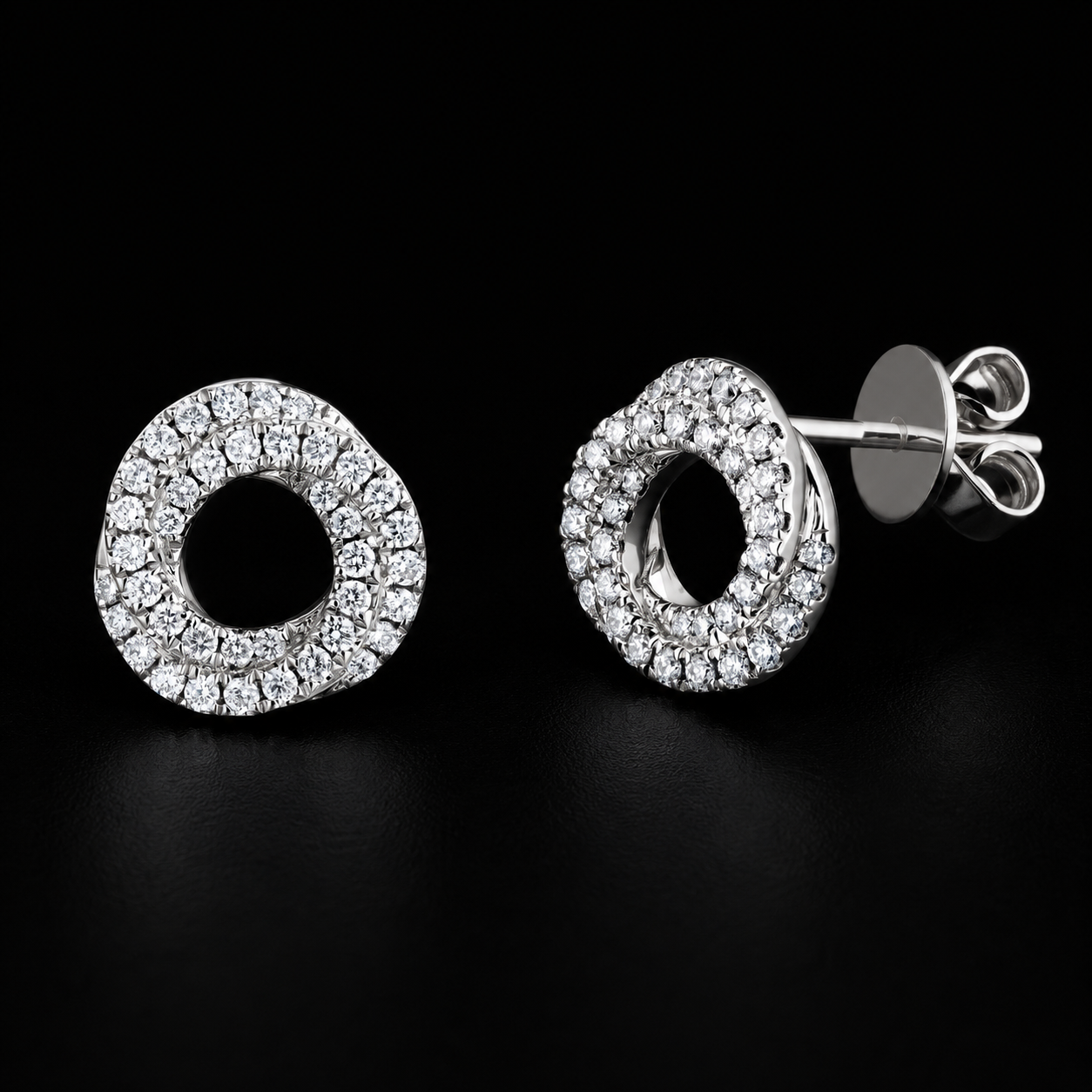 Twisted Round Sterling SIlver Studs in Moissanite