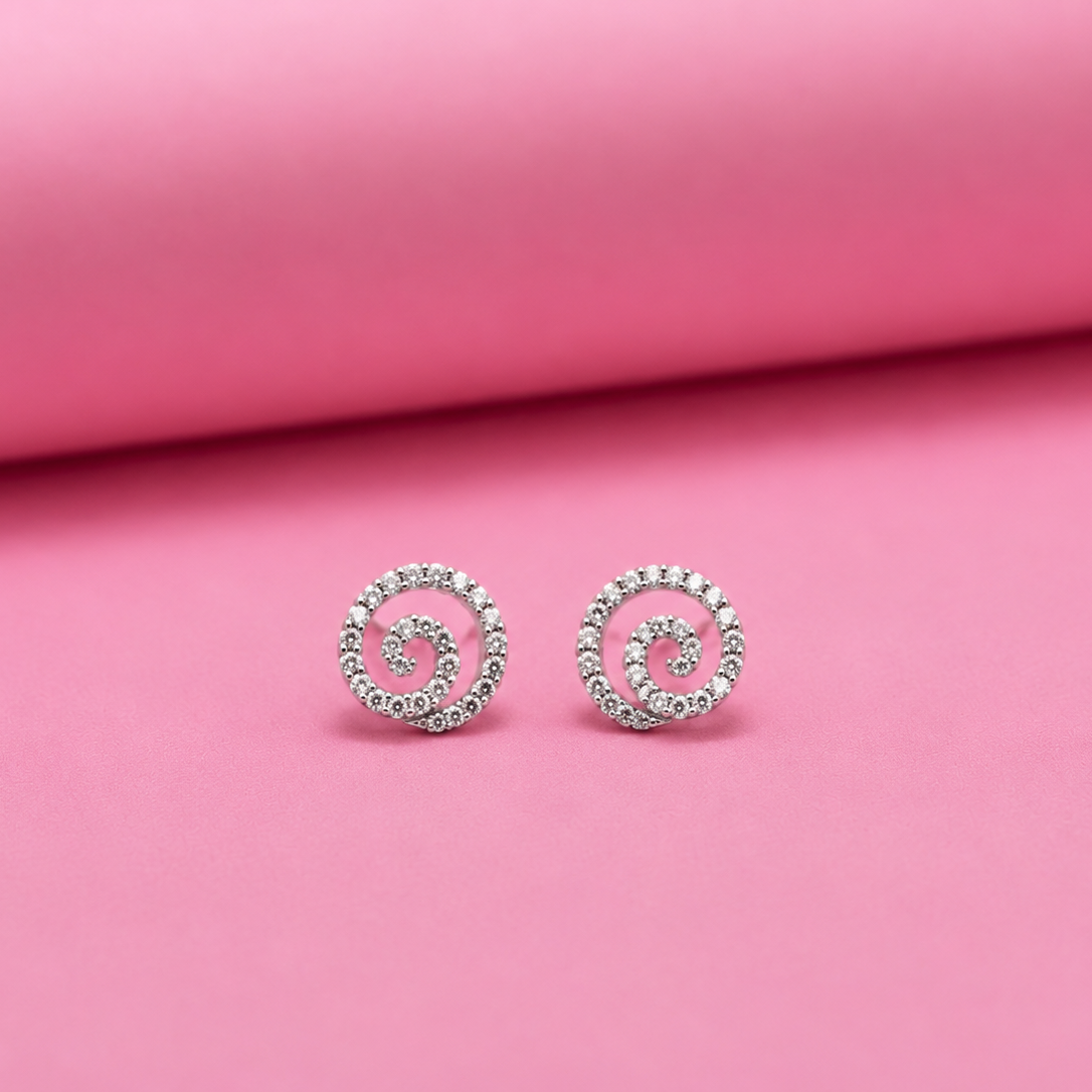 Mini round Moissanite Diamond Studs in Sterling Silver