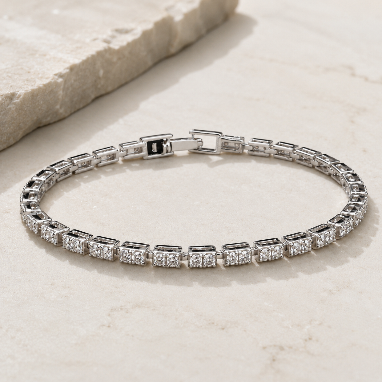 Prestige Tennis Bracelet in Sterling Silver Moissanite, perfect for Office Wear