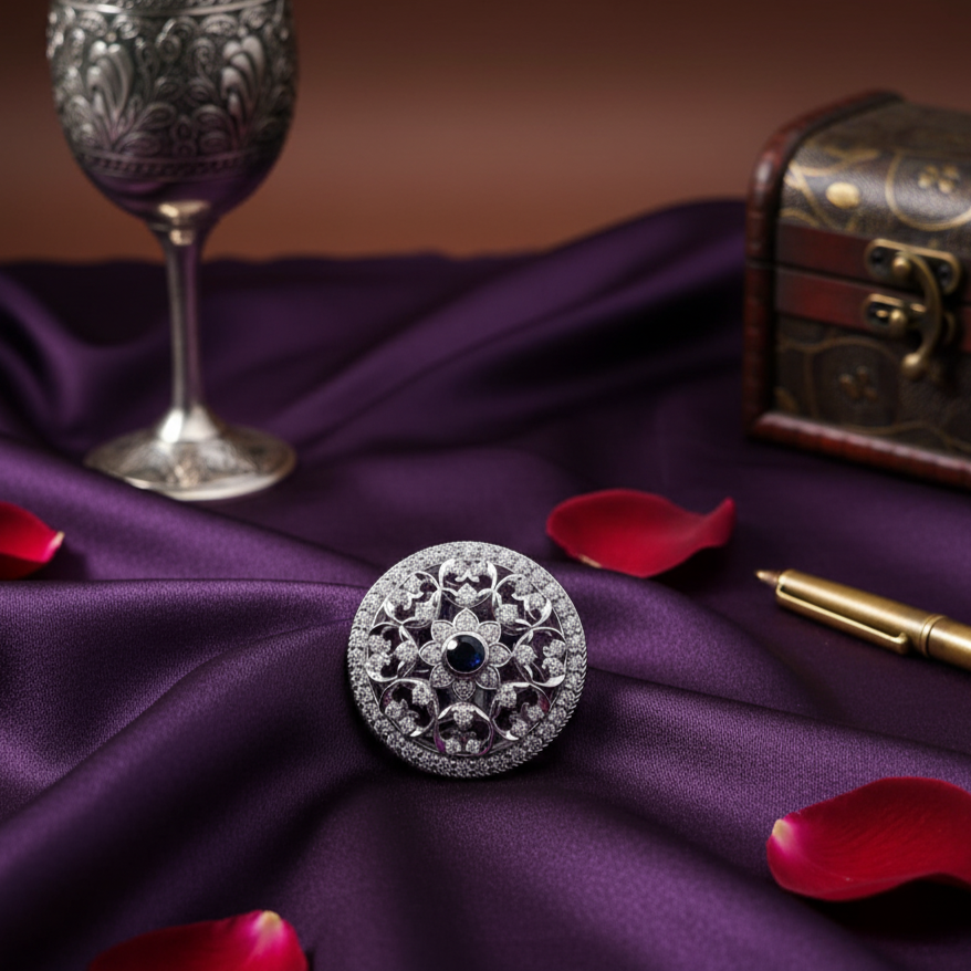 Rajwada 925 Silver Bodla with Moissanite