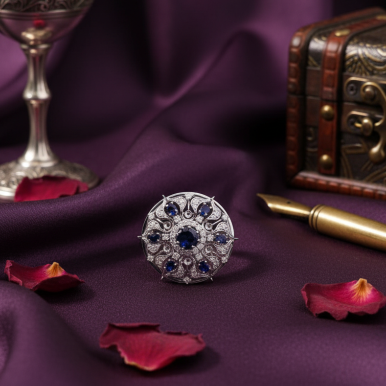 Heritage Glow Silver Bodla with Moissanite