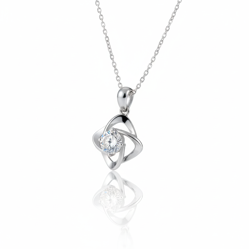 Eternal Bloom Moissanite Pendant in Silver
