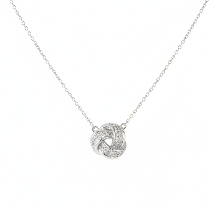 Love knot Moissanite Pendant in Sterling Silver