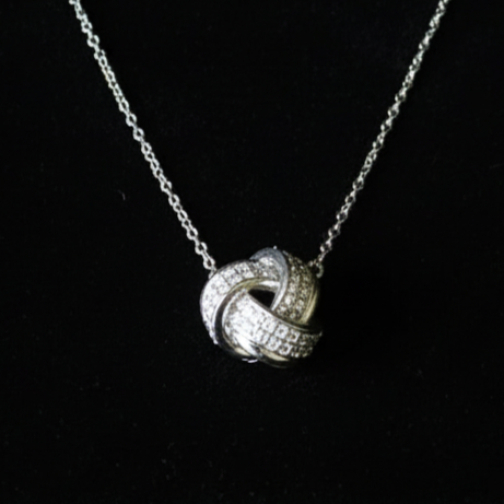 Love knot Moissanite Pendant in Sterling Silver