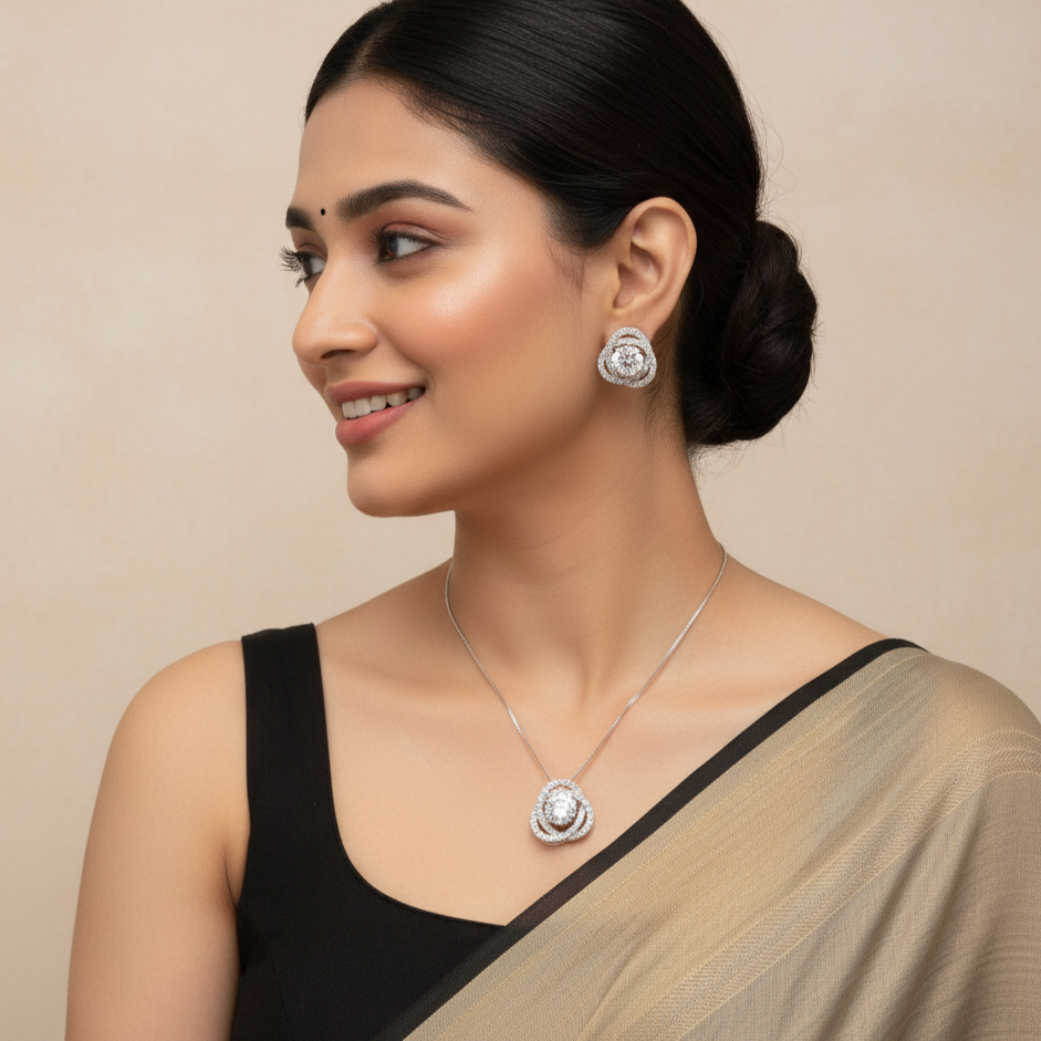 Meadow Magic Sterling Silver Moissanite Pendant Set