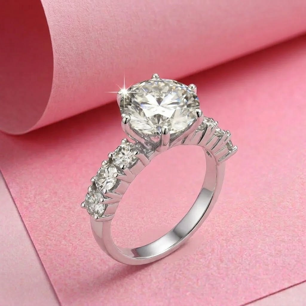Alia Bhat inspired Engagement Ring in Sterling Silver with Moissanite