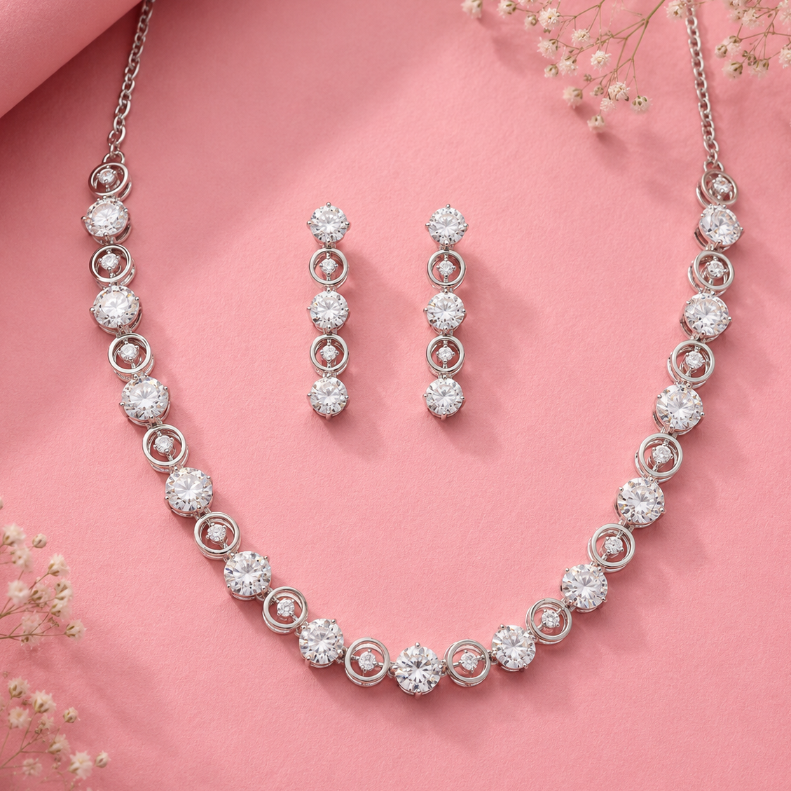 Classic Solitaire Moissanite Silver Necklace