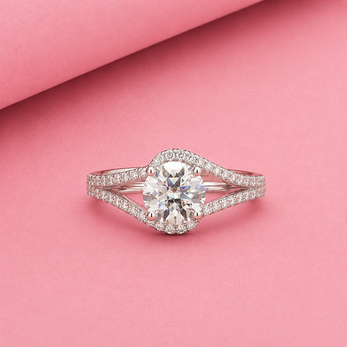 Solitaire Engagement Ring with Moissanite and Sterling Silver
