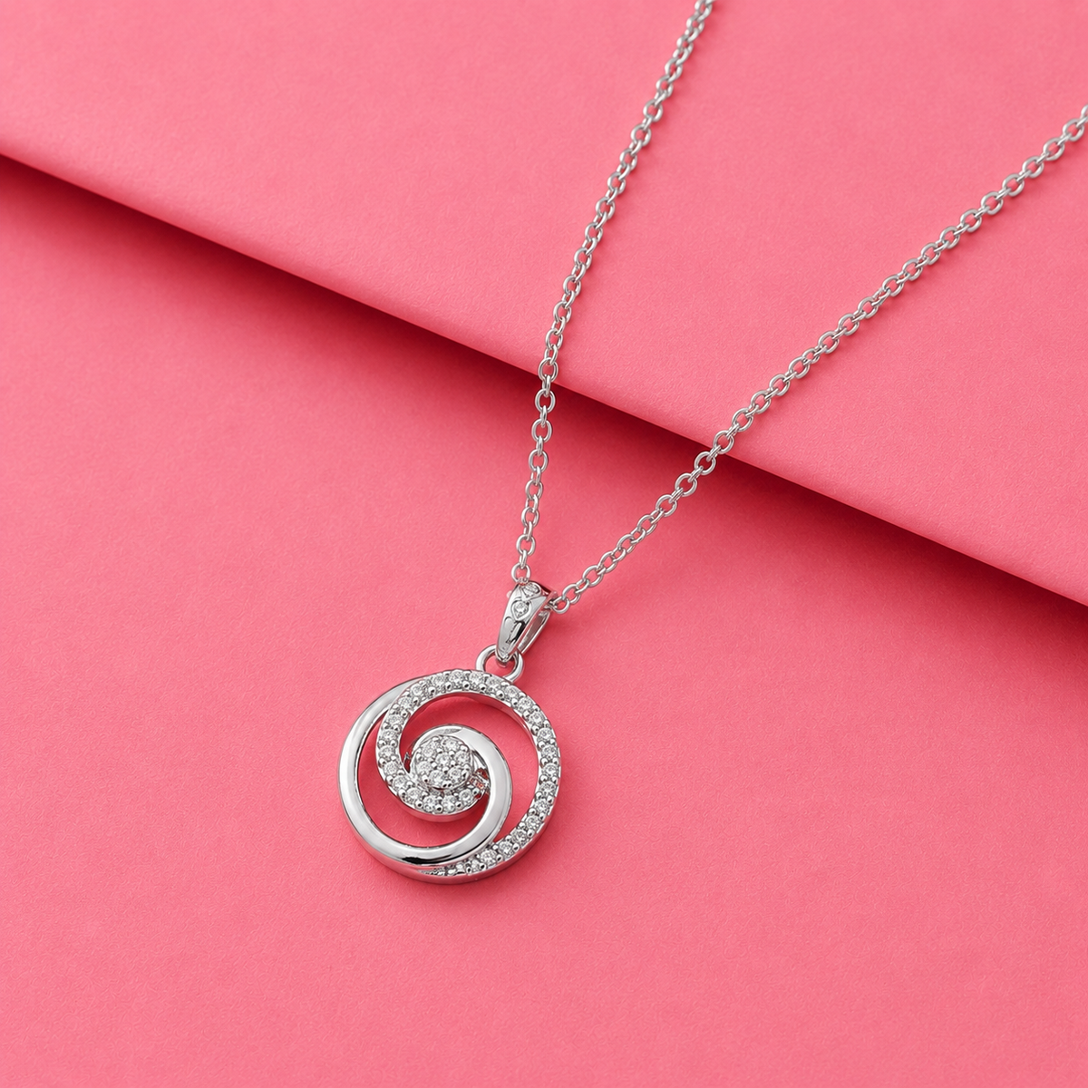 Round Twist Moissanite Pendant in Silver