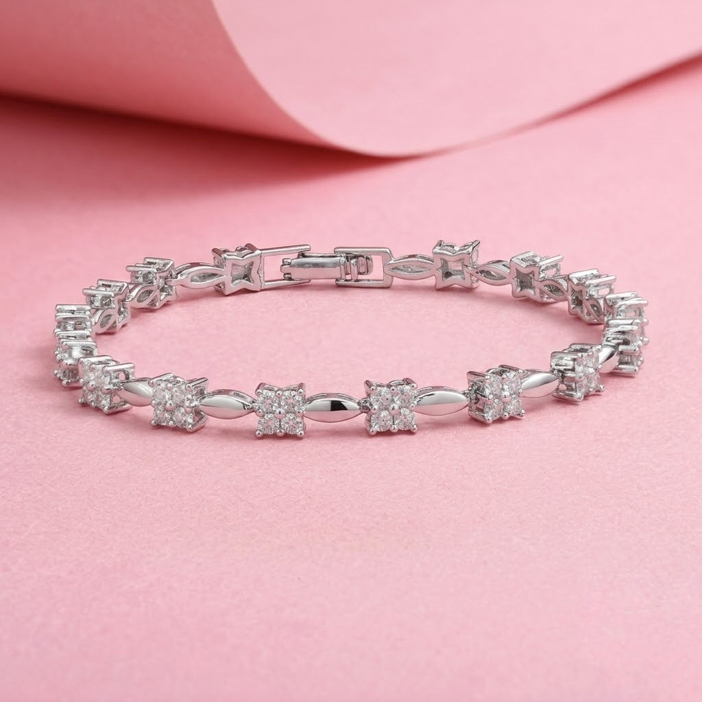 Starlight Strand Silver Moissanite Bracelet for a Date