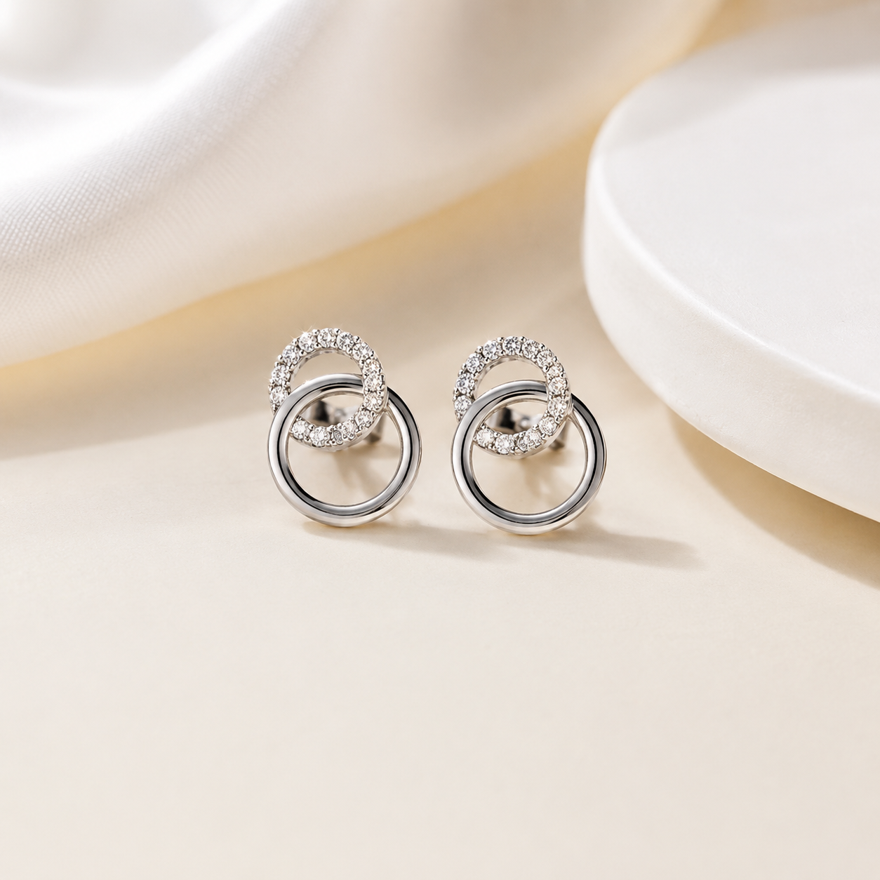 Moonlit Mini Studs in Sterling Silver with Moissanite