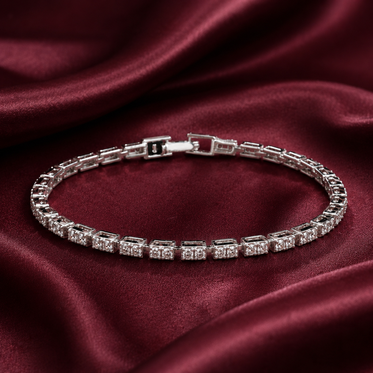 Prestige Tennis Bracelet in Sterling Silver Moissanite, perfect for Office Wear