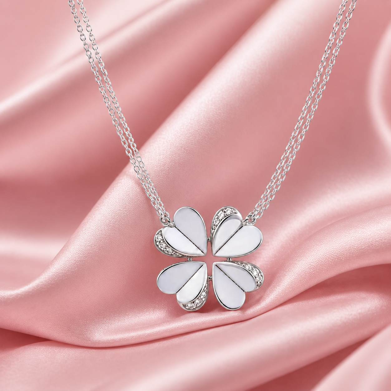 Flower pattern Moissanite Pendant in Sterling SIlver