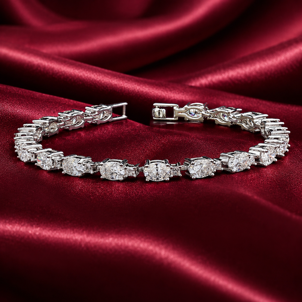 Tennis Moissanite Bracelet in 925 Silver, perfect for office wear