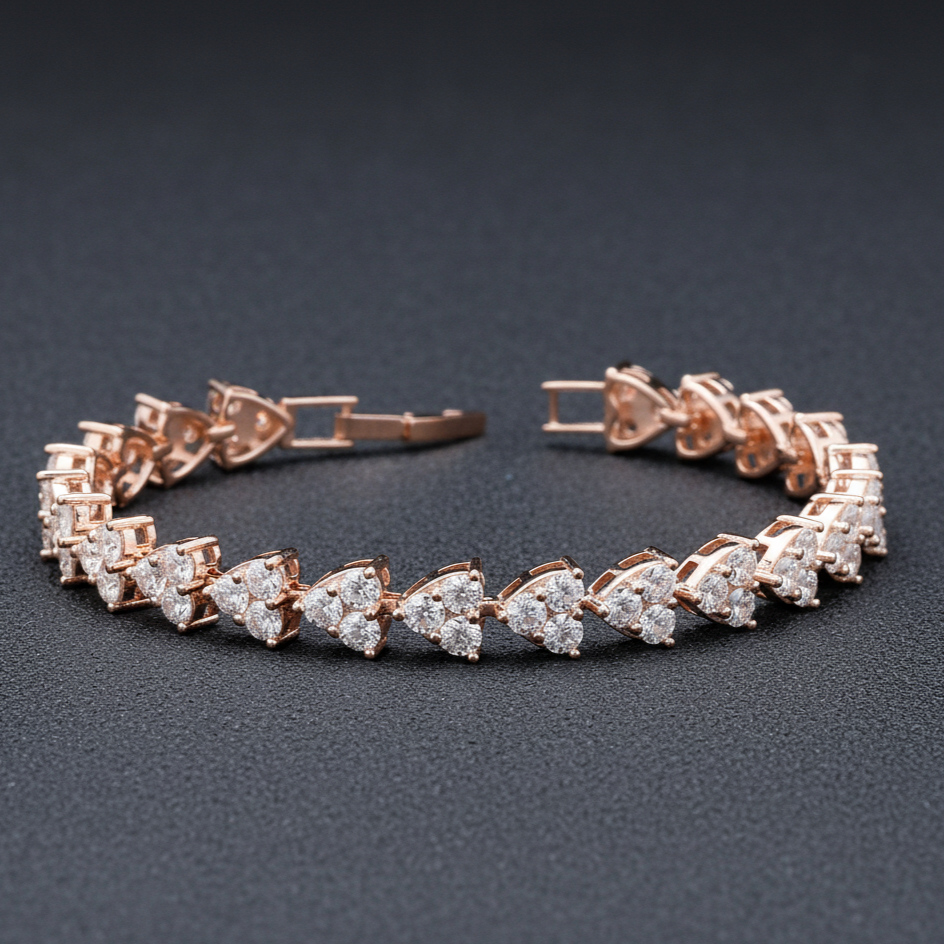 Heart Shape 925 Silver Moissanite Bracelet in 925 Silver