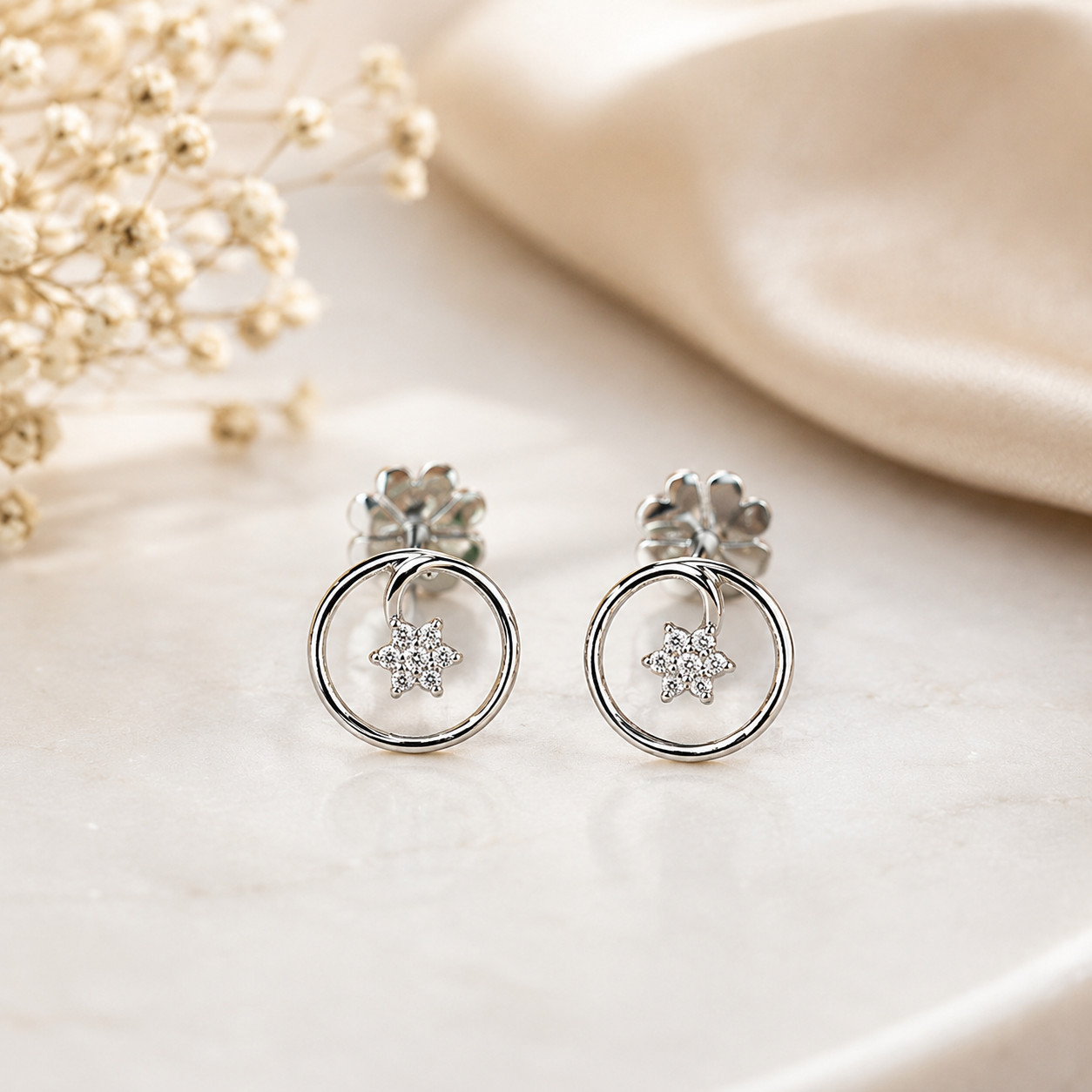 Starlight Moissanite Studs in Sterling Silver