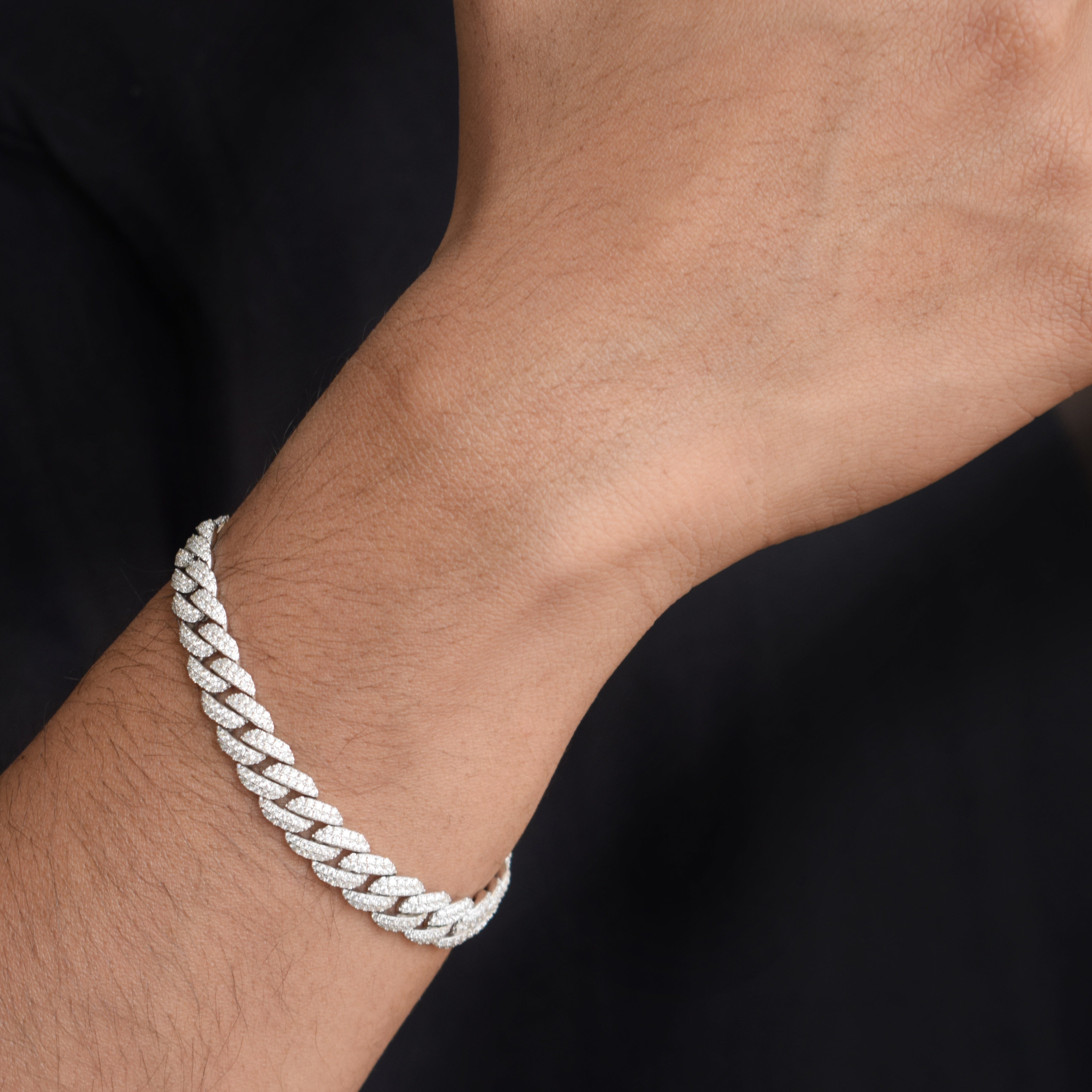 Moissanite Cuban Bracelet in Sterling Silver for him