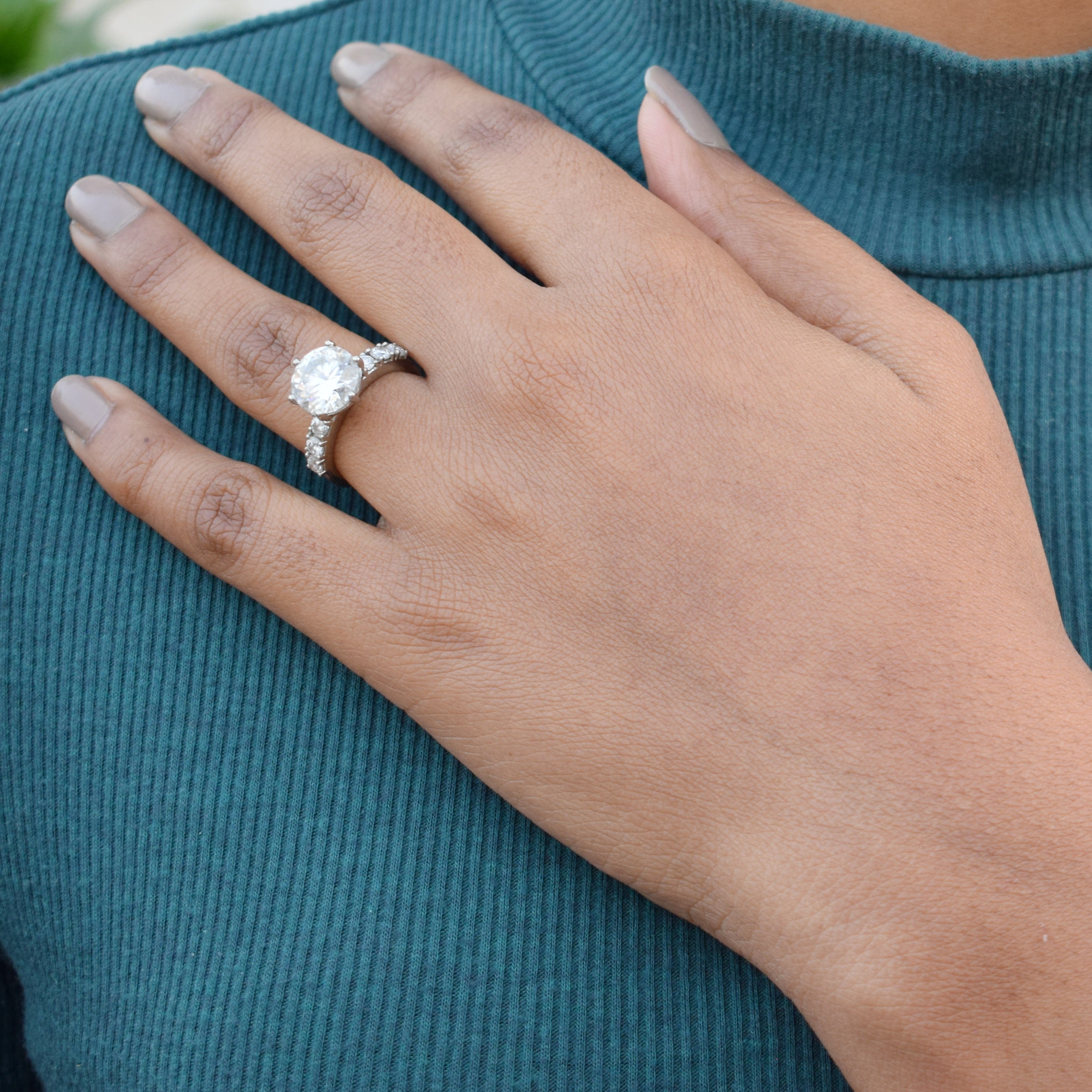 Alia Bhat inspired Engagement Ring in Sterling Silver with Moissanite