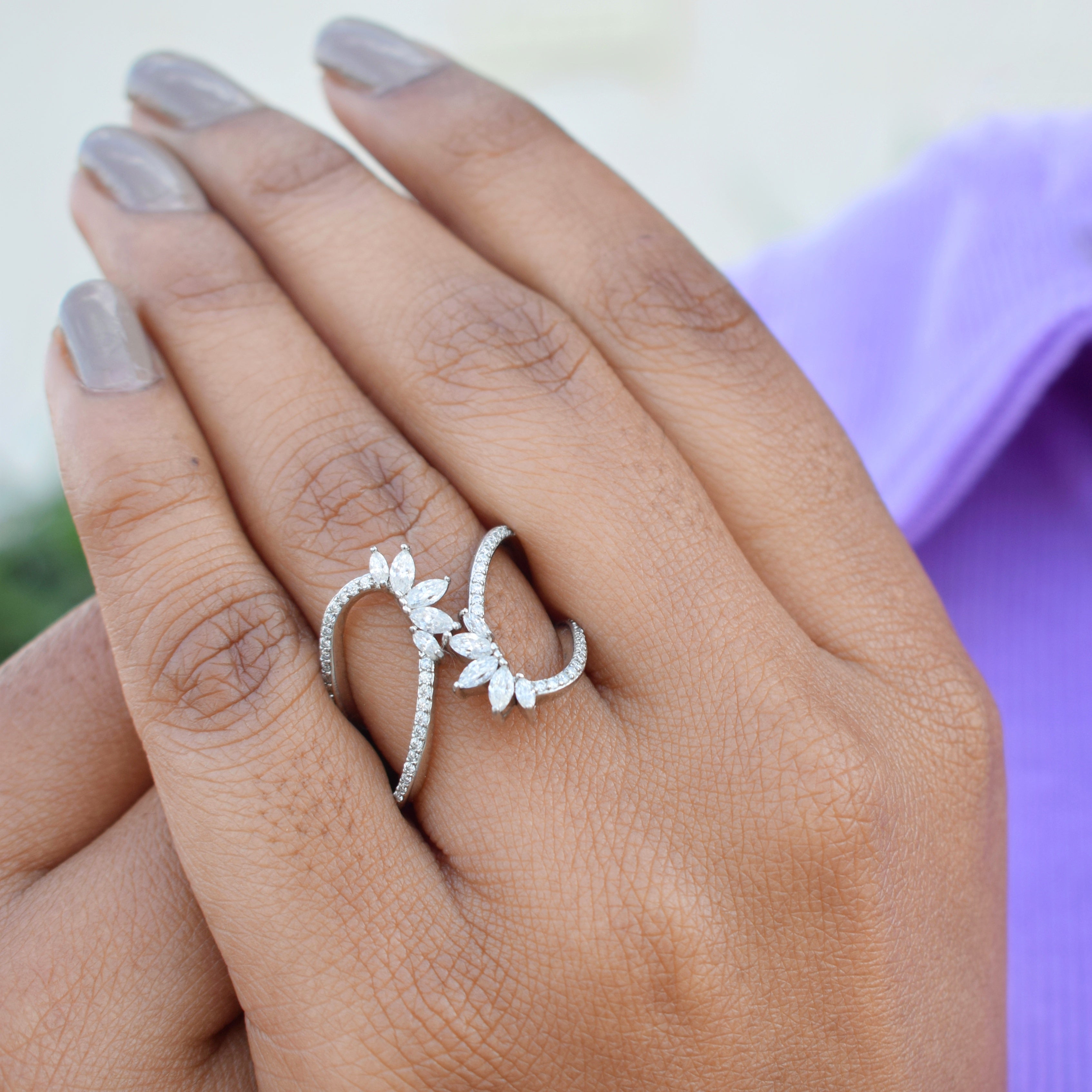 Stackable Moissanite in Sterling Silver Ring