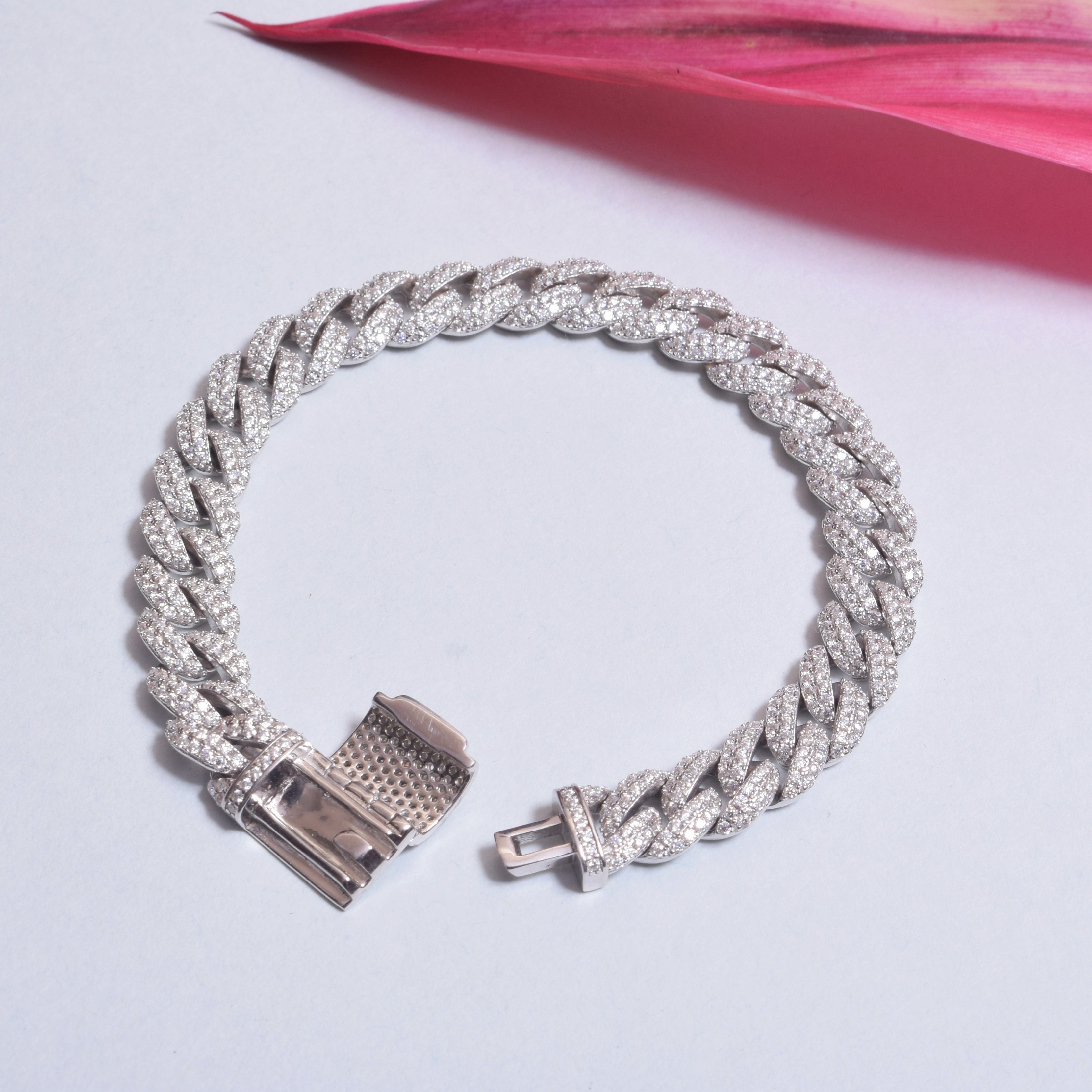 Moissanite Cuban bracelet for her in Sterling Silver, perfect for gift