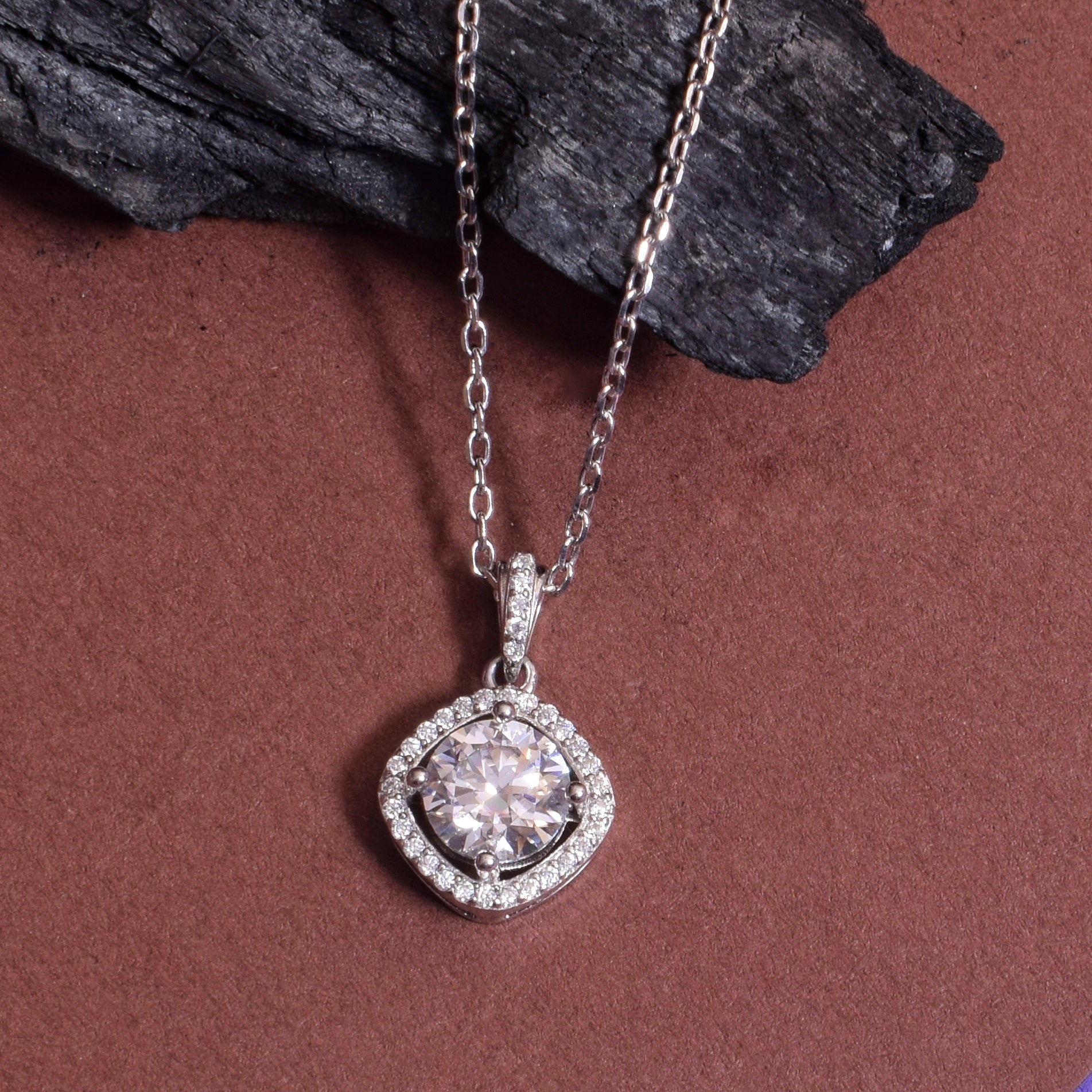 Silver Drizzle Drop Moissanite Pendant in Silver