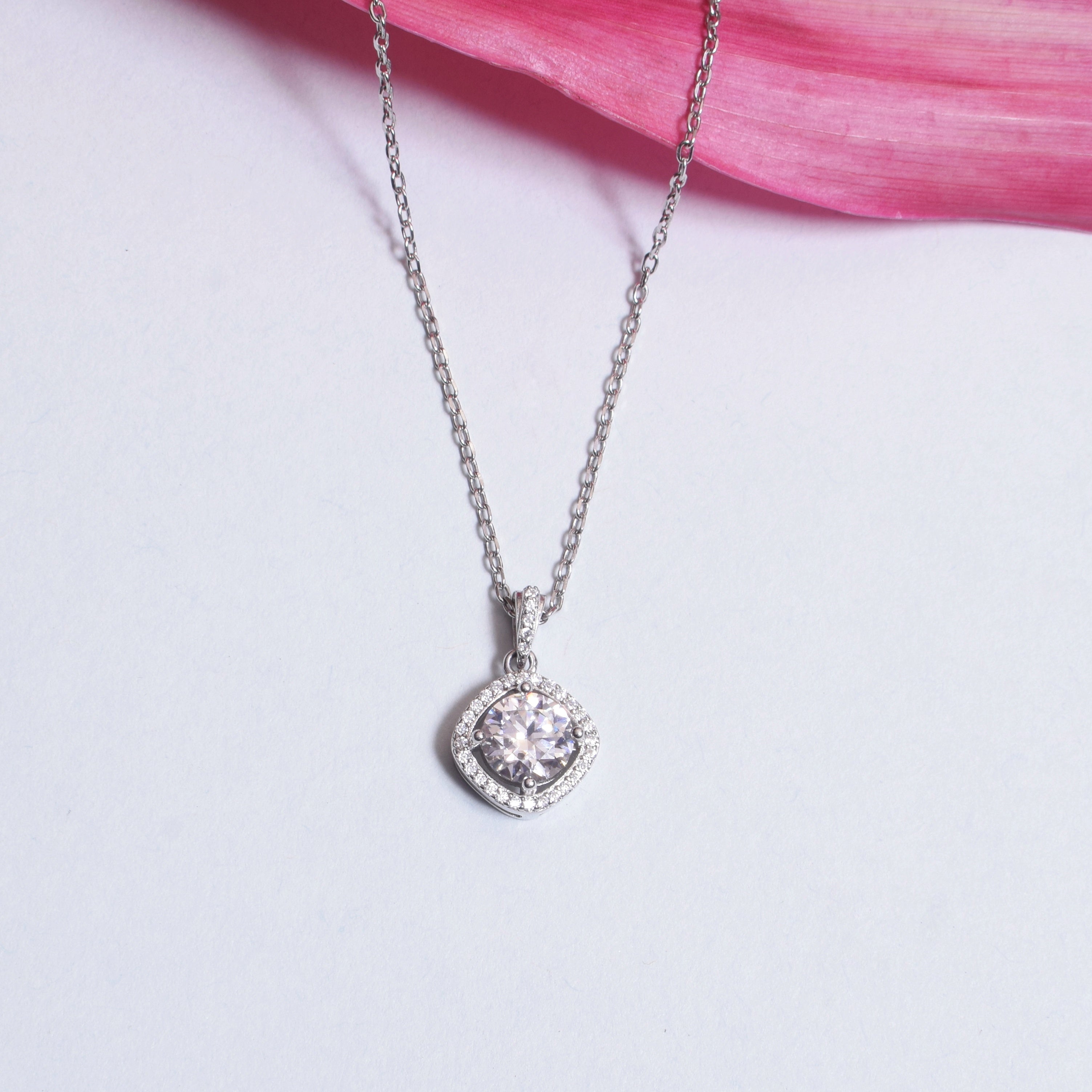 Silver Drizzle Drop Moissanite Pendant in Silver