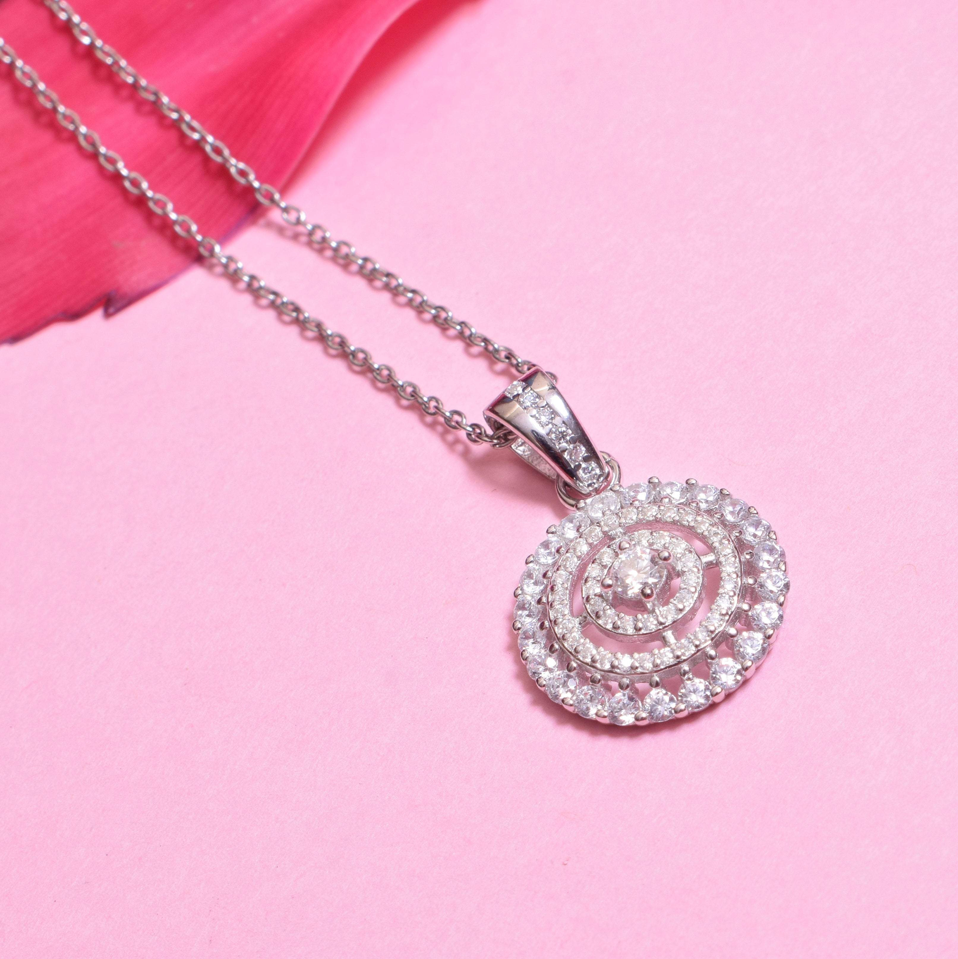 Radiant Relics Pendant with Moissanite in Silver