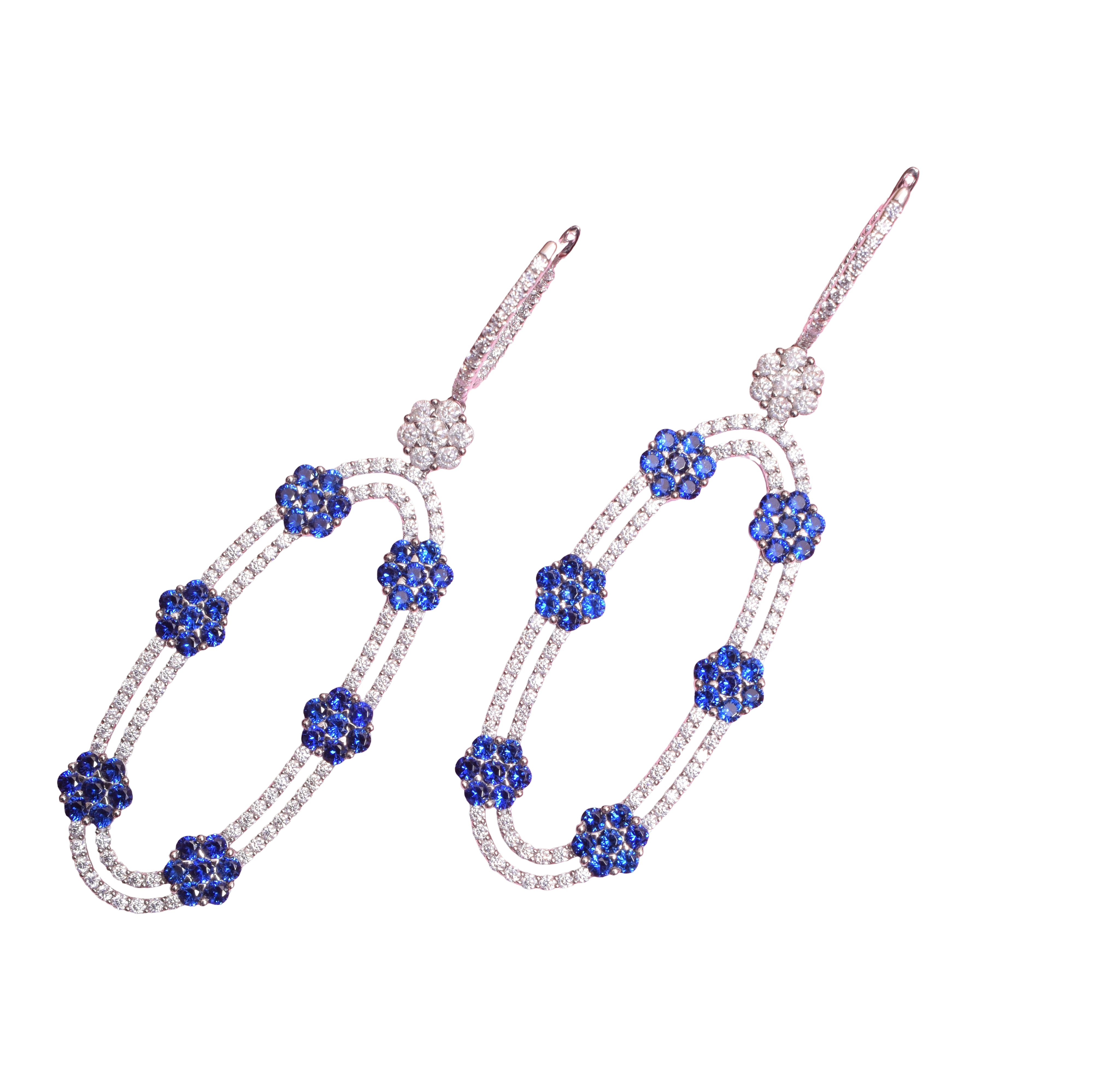 Blue color with Moissanite Danglers Earrings
