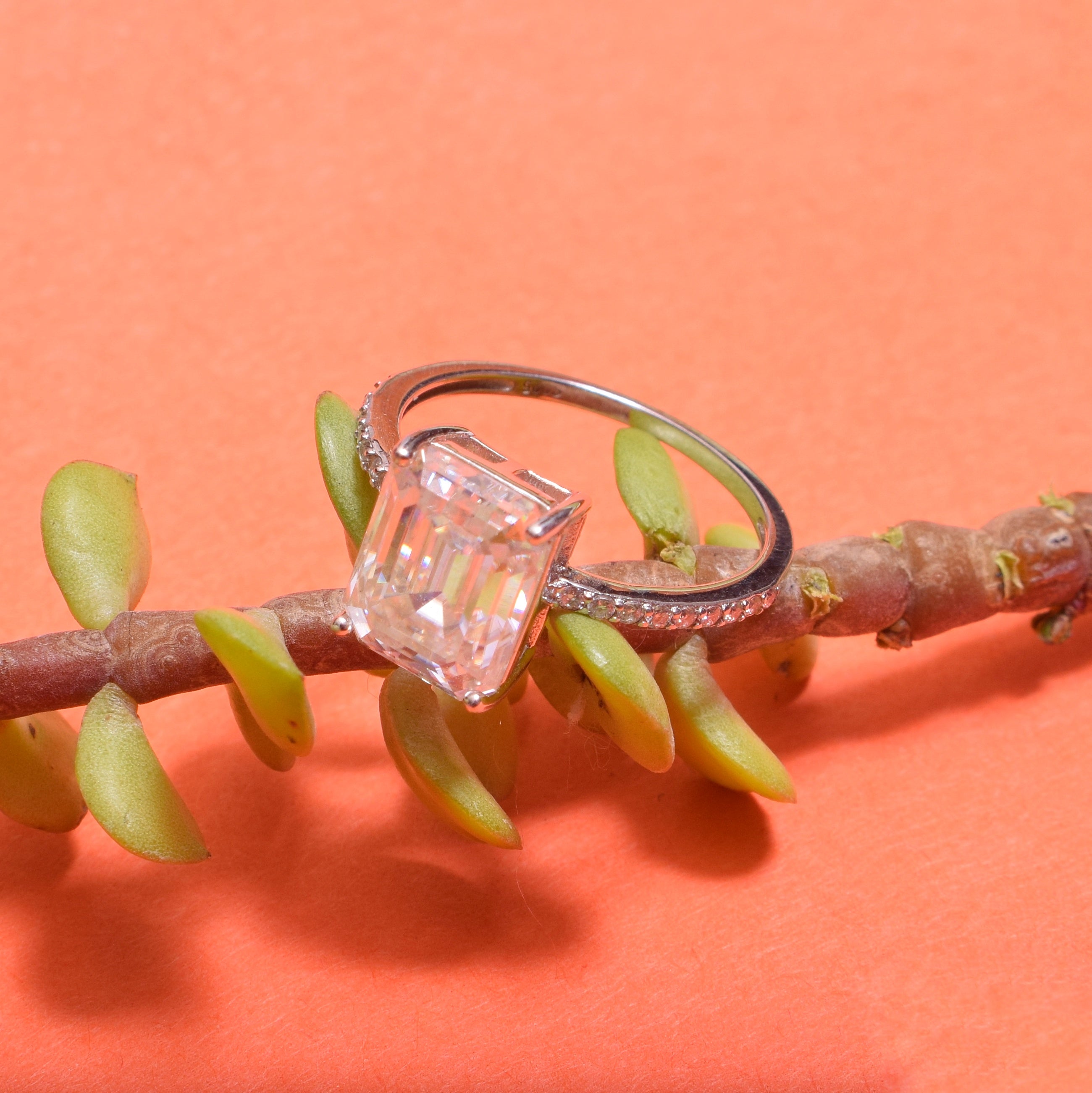 Mouni Roy inspired Emerald Cut Engagement Ring