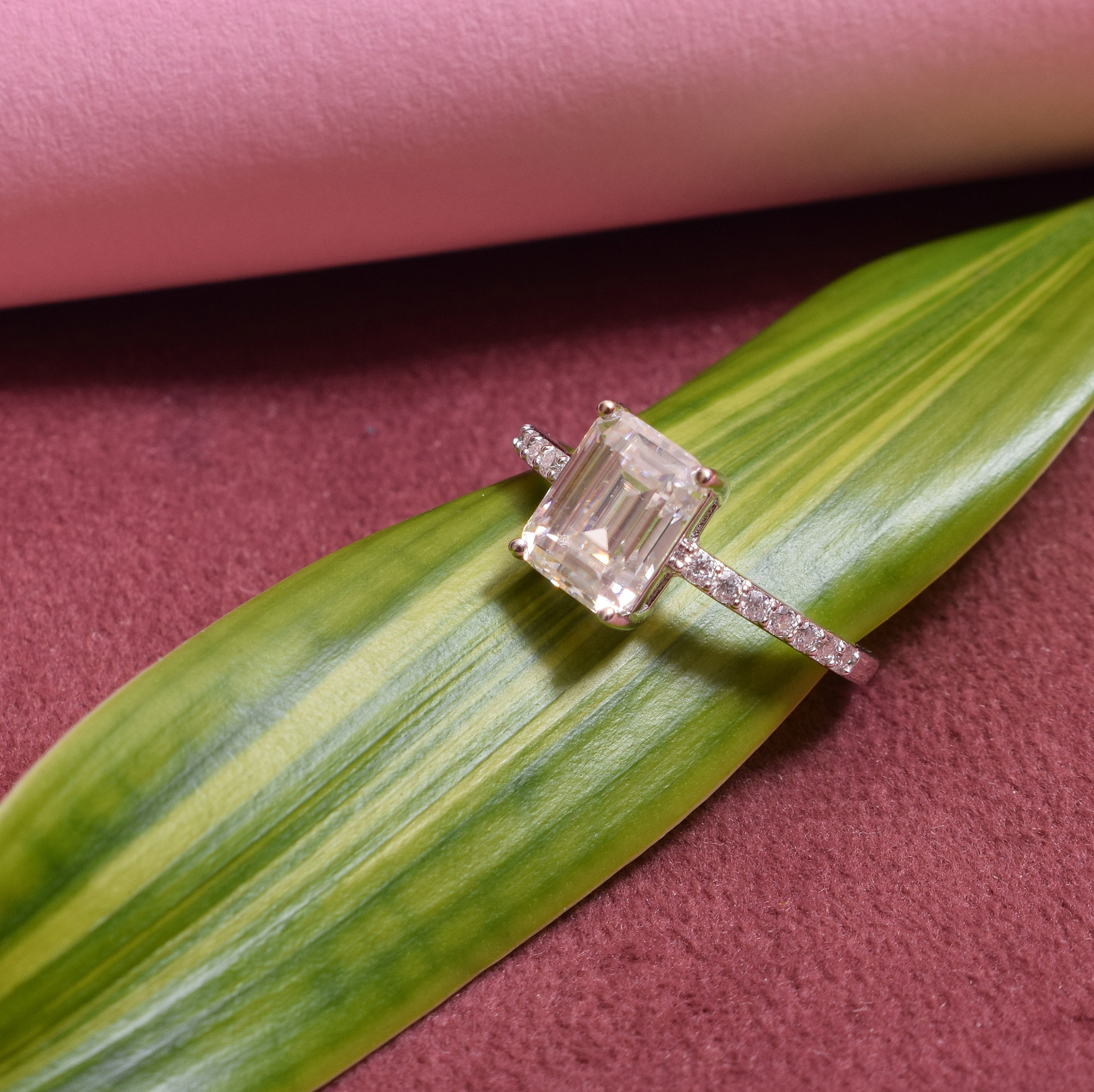 Mouni Roy inspired Emerald Cut Engagement Ring