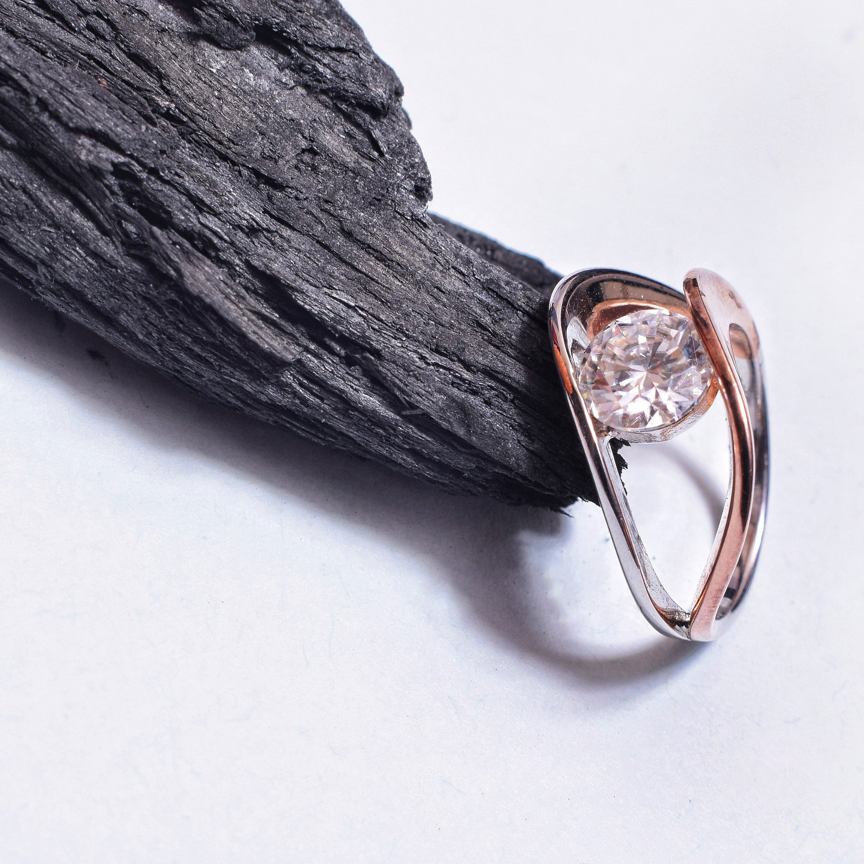 Moissanite Semi Mount Ring for him in Silver