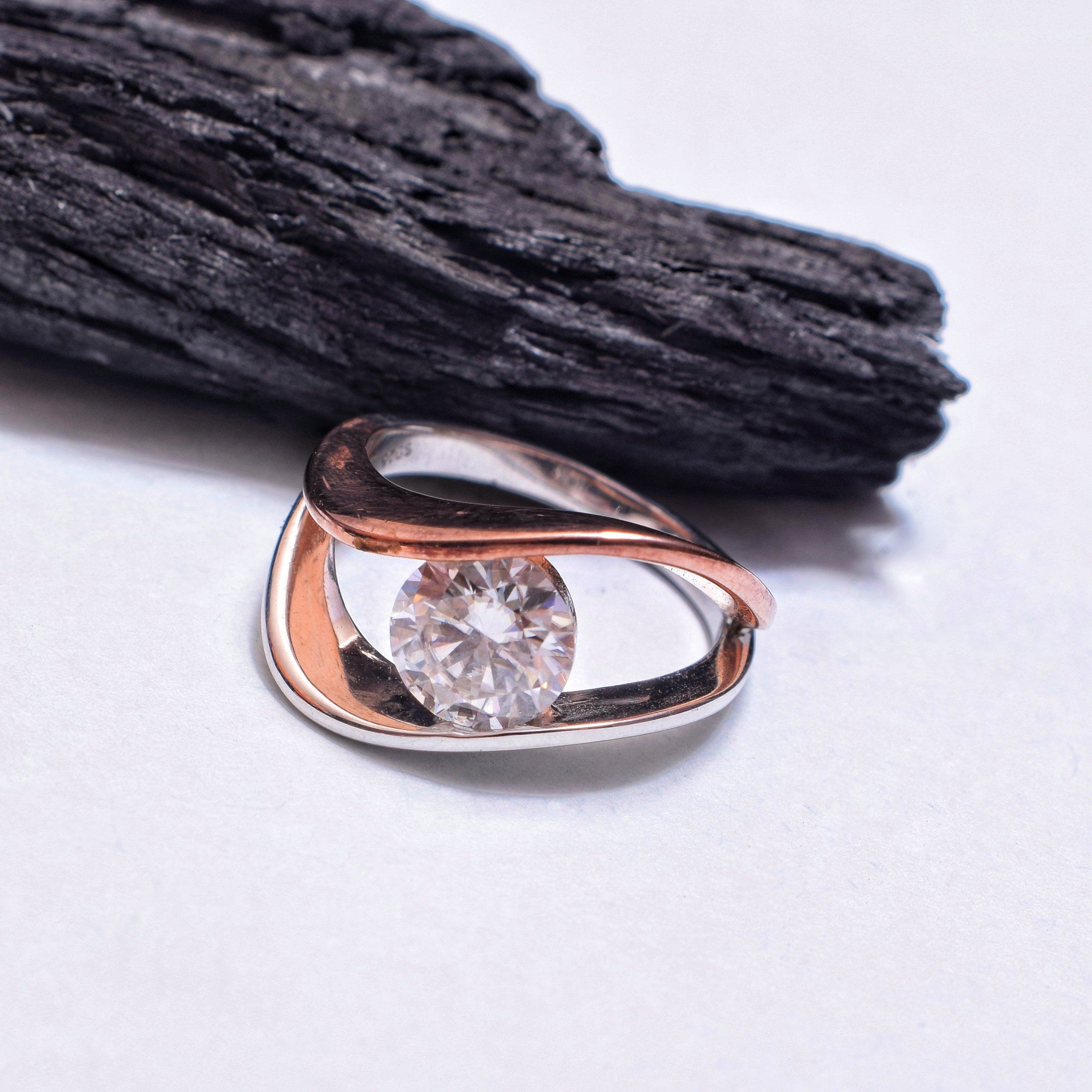 Moissanite Semi Mount Ring for him in Silver