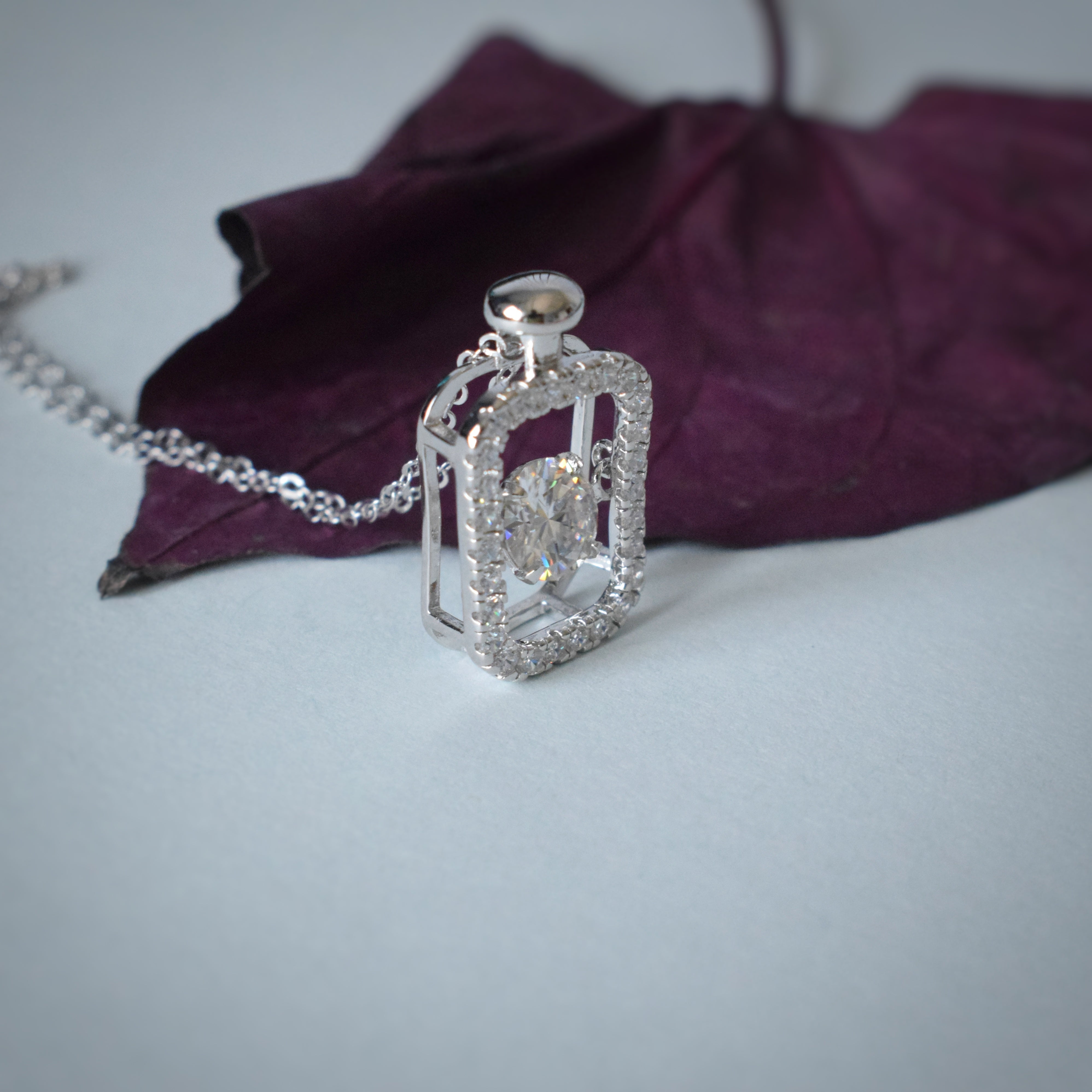 Dancing Moissanite Rectangle Shape Hollow Out Moissanite Diamond Pendant / Pendant for Beer Lover