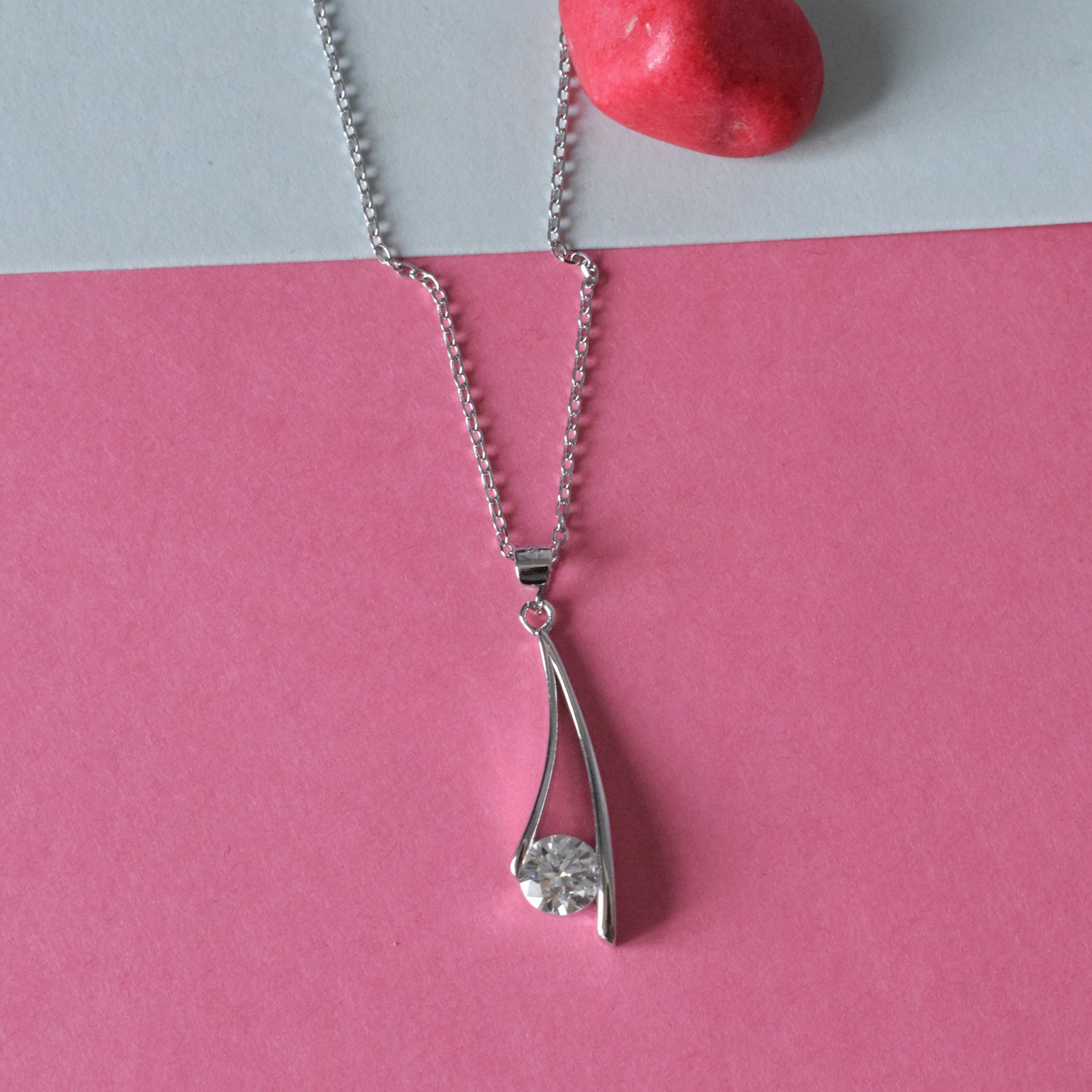 Silver Drop Moissanite Pendant in Sterling Silver