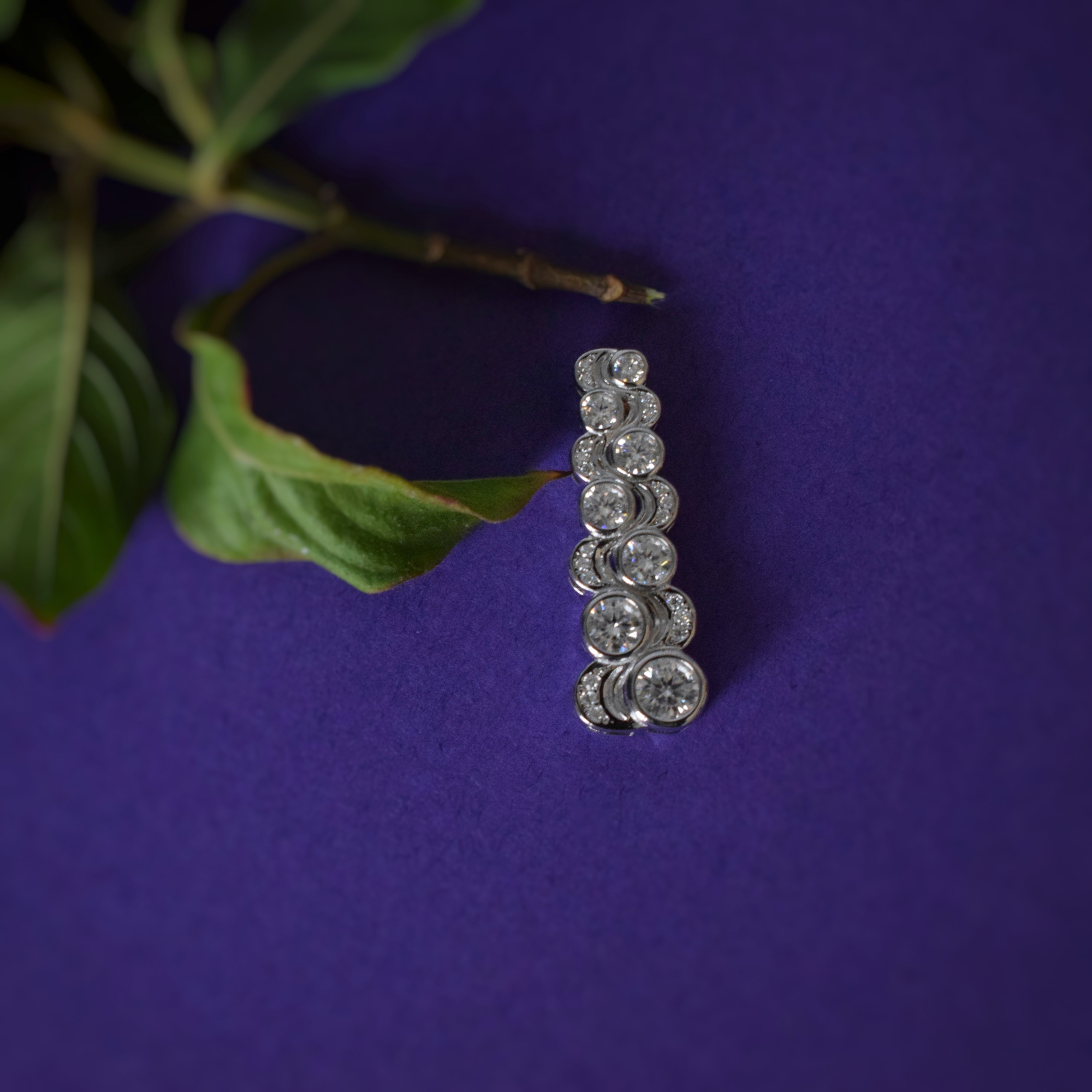 Round Cut Moissanite Pave Set Pendant in Silver