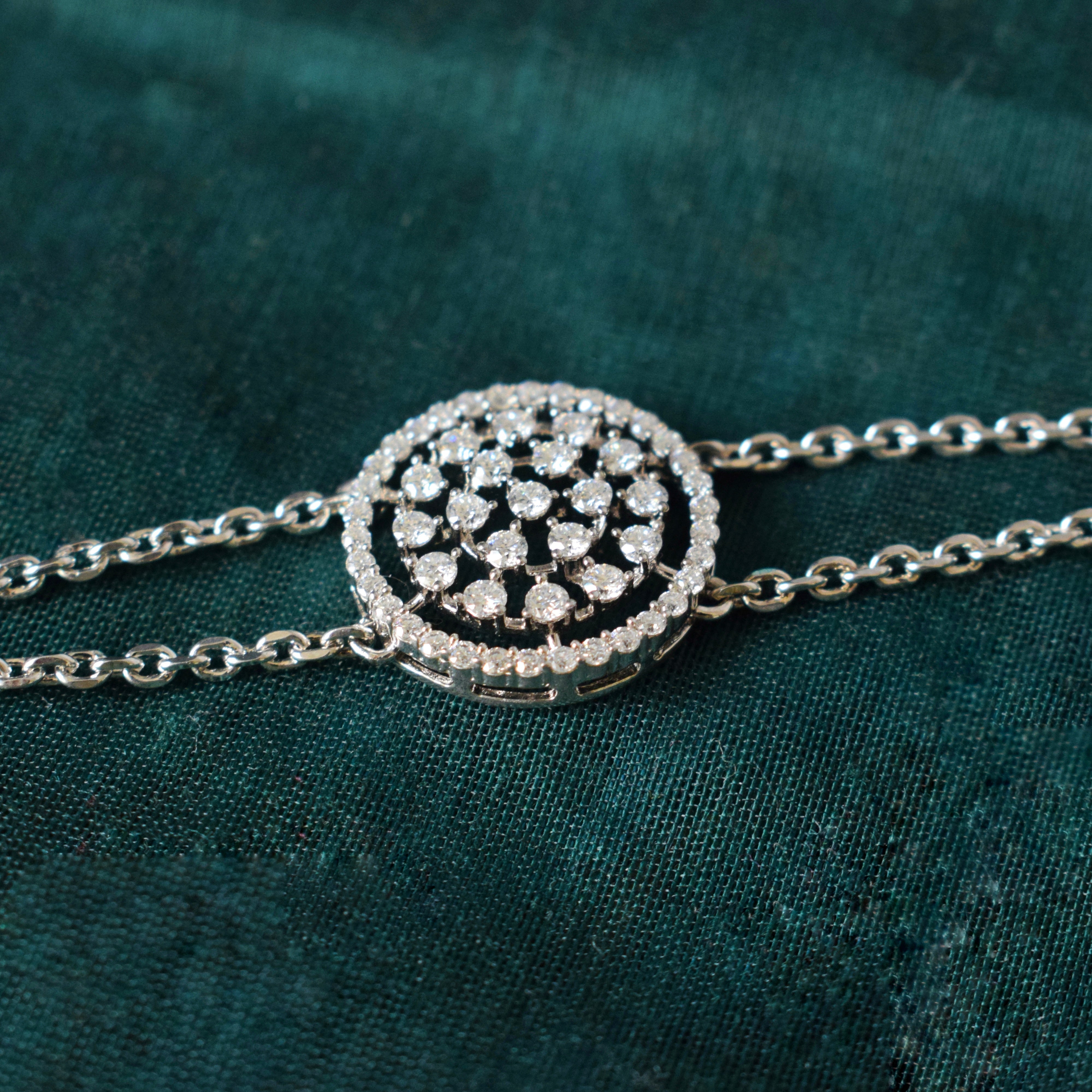 Round 925 silver Moissanite Bracelet, perfect for office wear