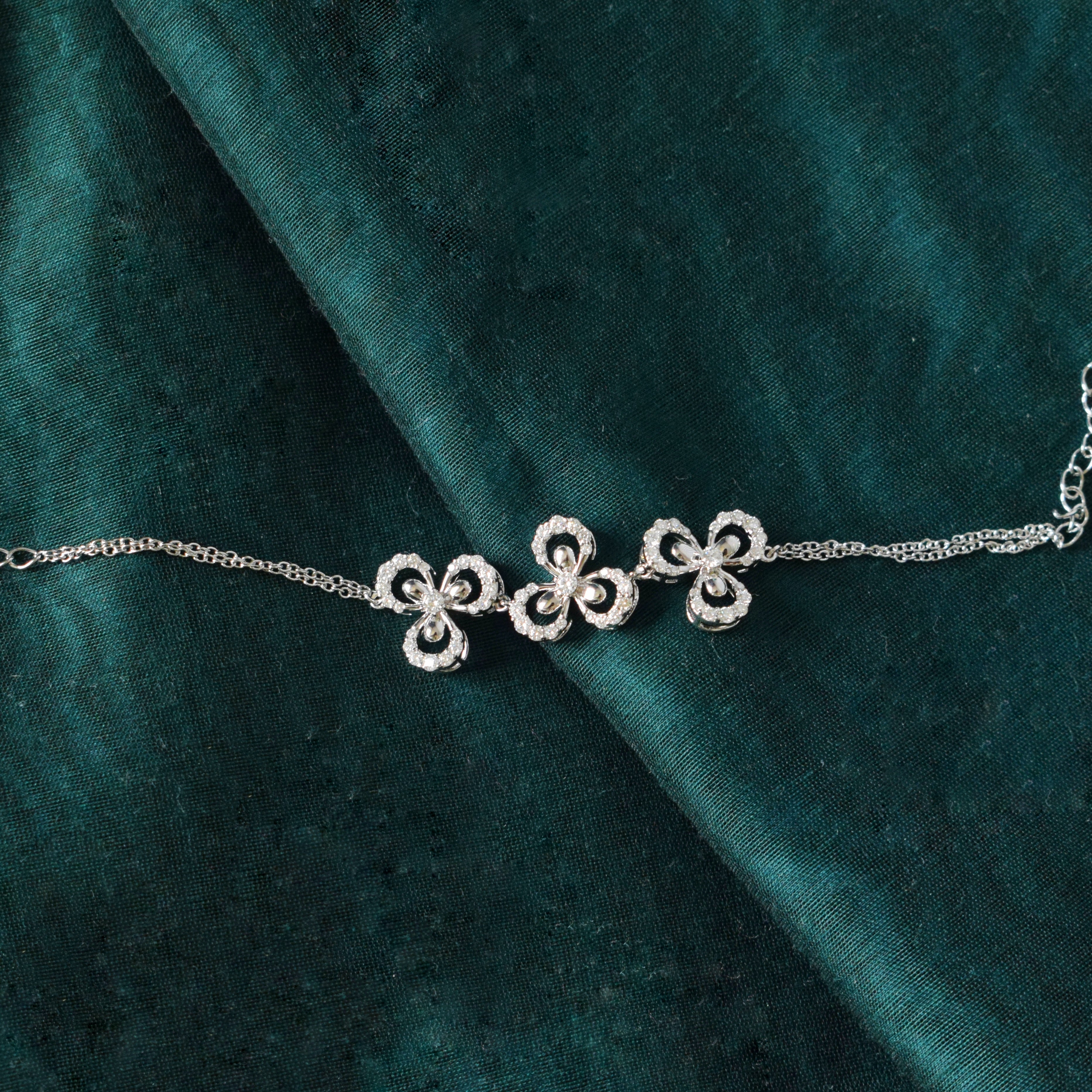 Flower Moissanite Bracelet with Moissanite and Sterling Silver
