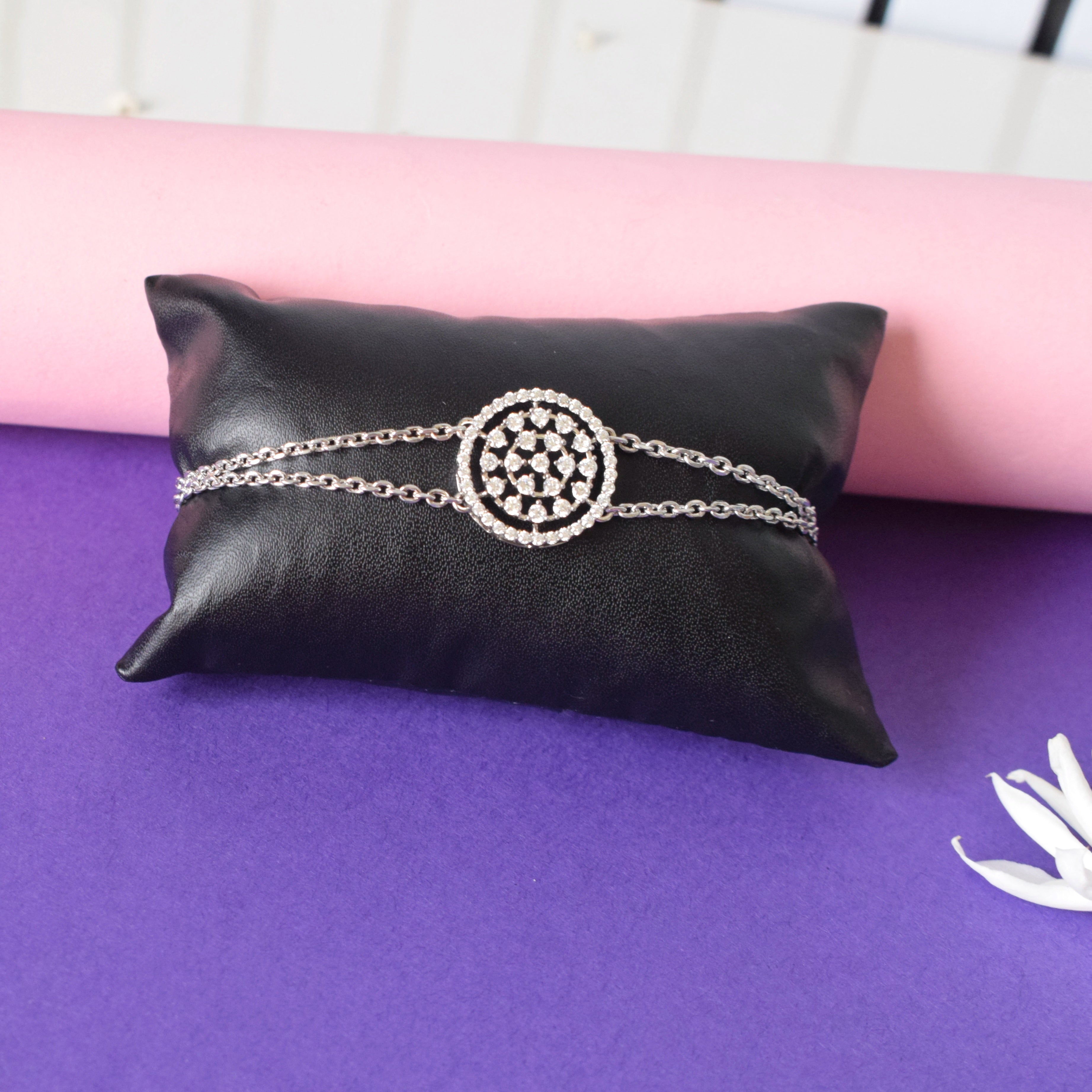 Round 925 silver Moissanite Bracelet, perfect for office wear