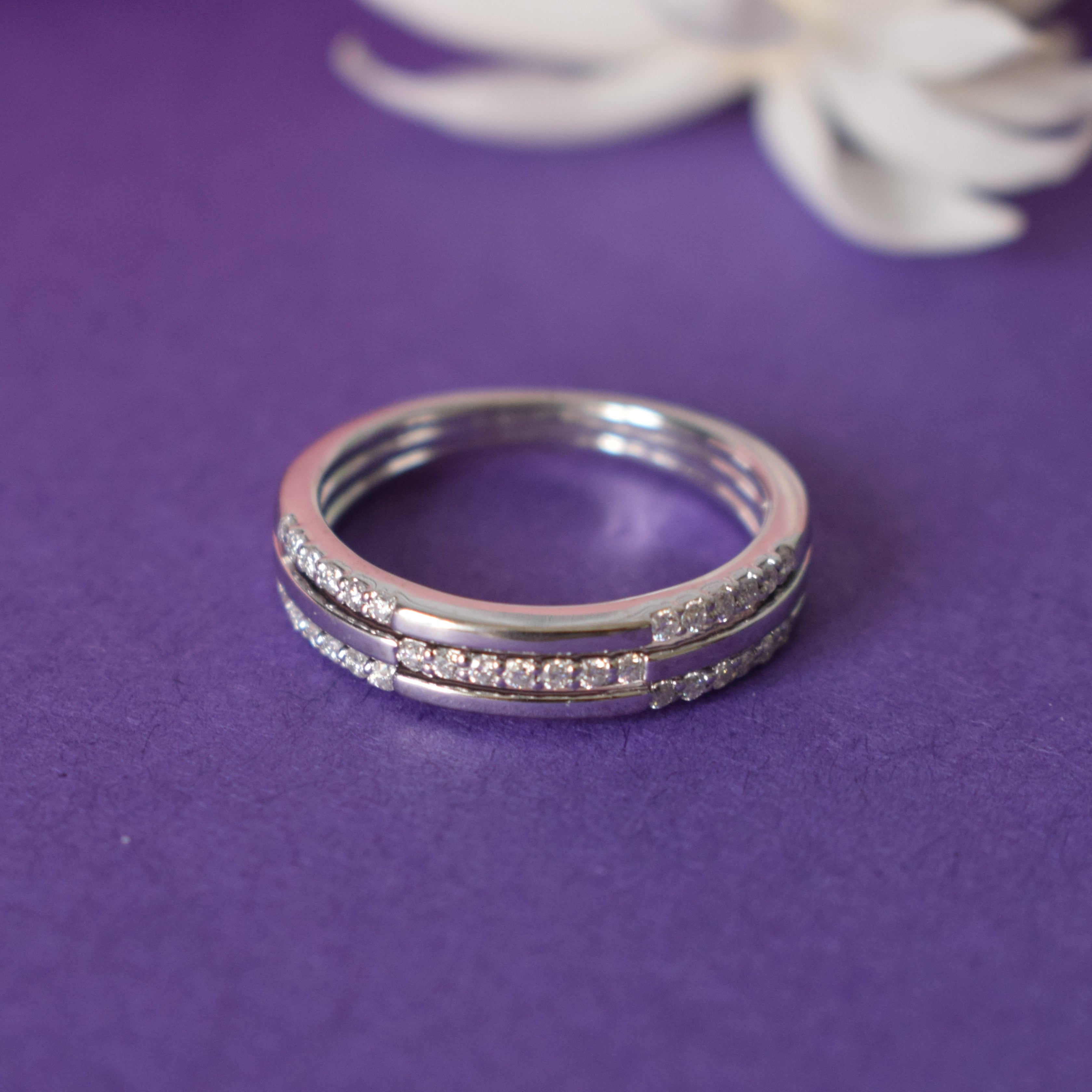 Sterling Silver 3 stack Moissanite Ring