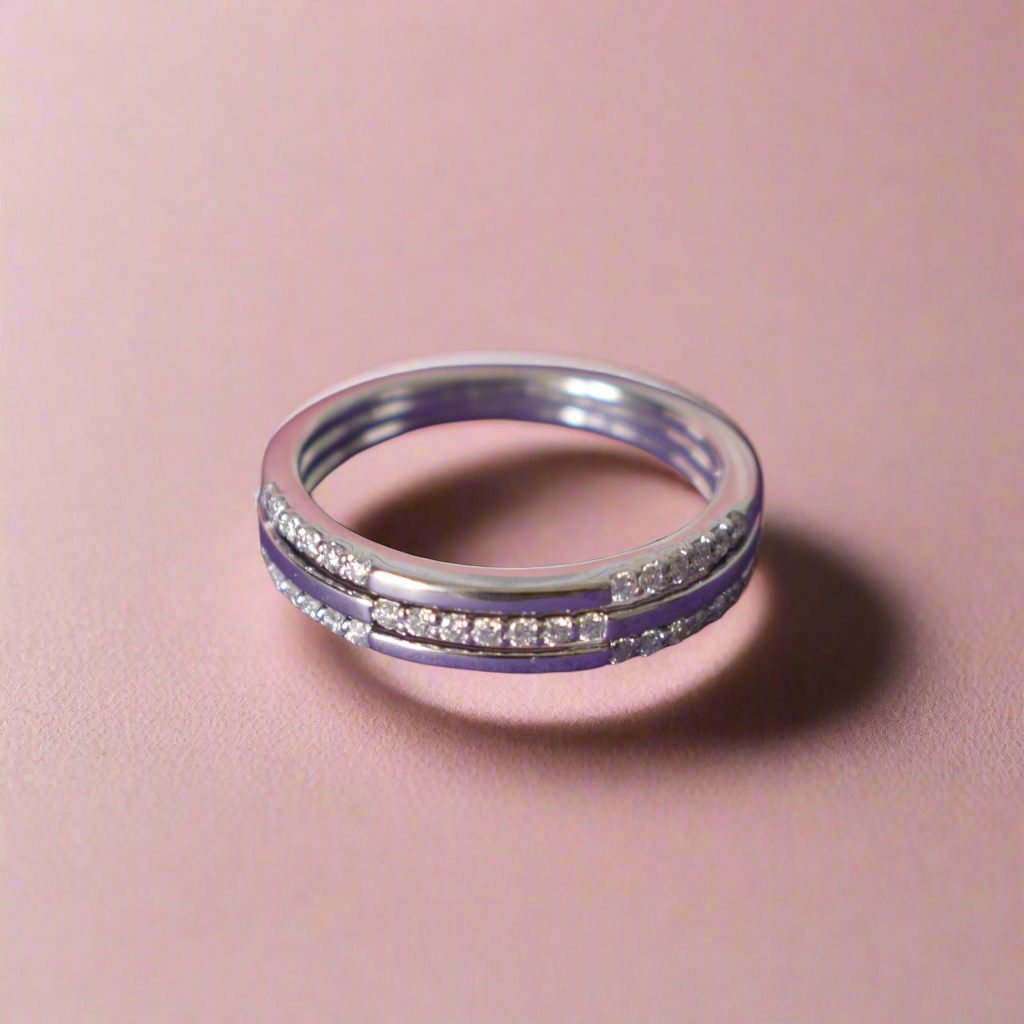 Sterling Silver 3 stack Moissanite Ring