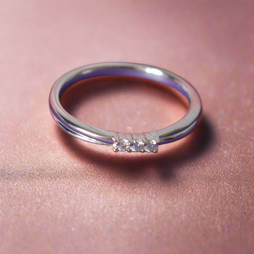 Minimal 3 stone Moissanite Ring